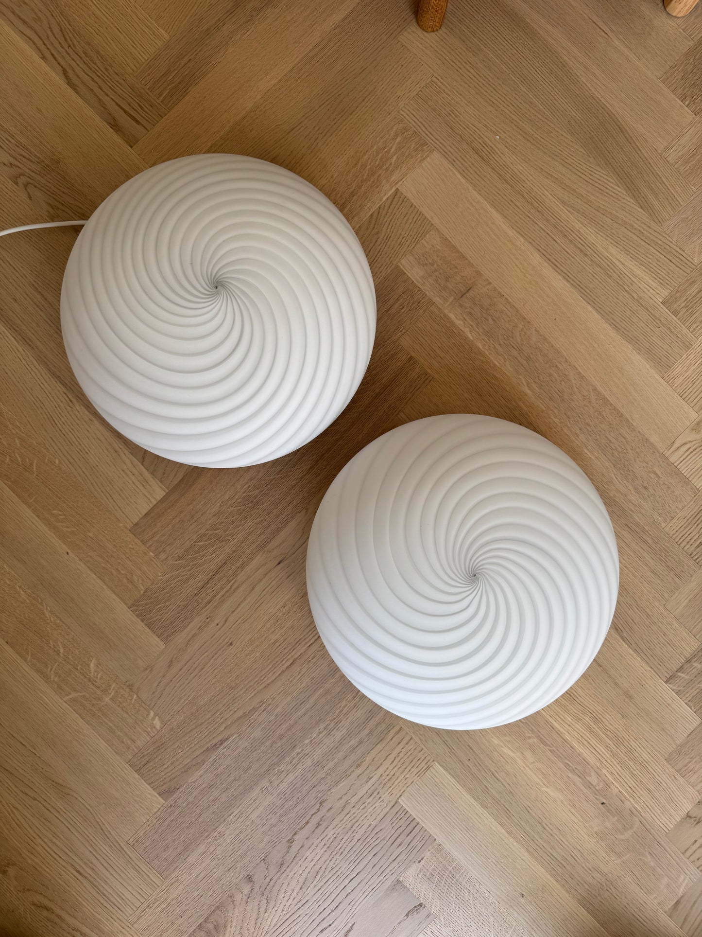Hvid vintage Murano plafond lampe, 36 cm, én på lager