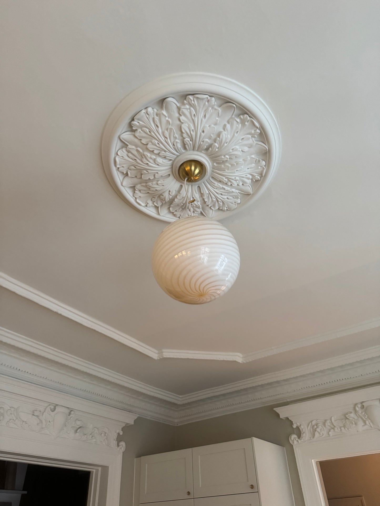 Light yellow Murano swirl ceiling lamp, 30 cm (On request)
