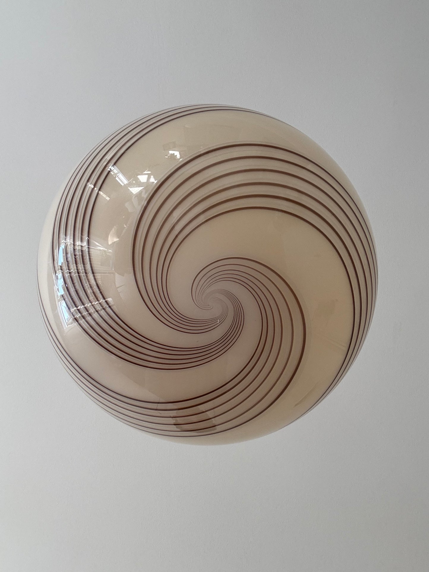 Vintage Murano creme pendel med brun swirl, 40 cm