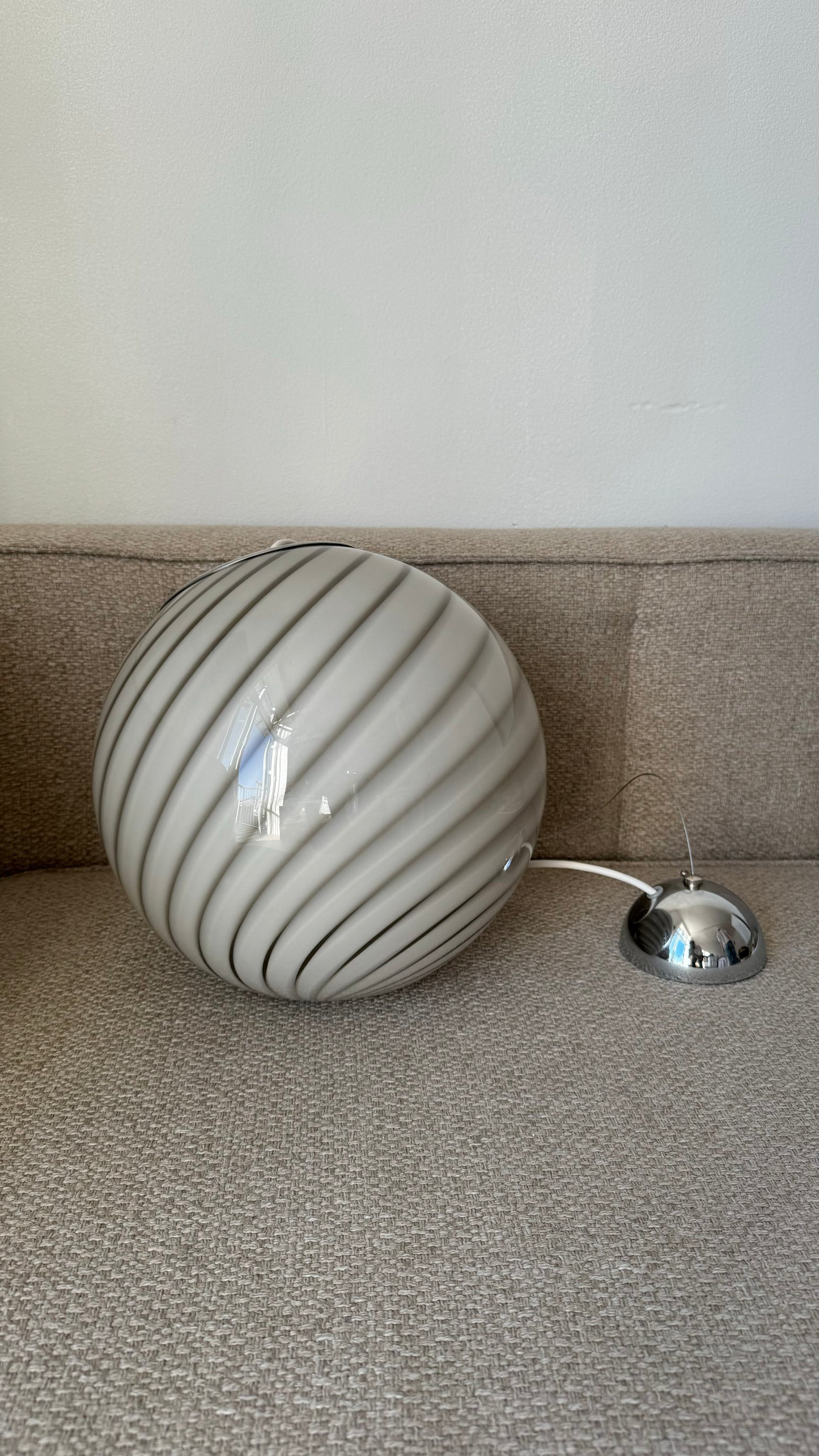 Murano pendel lampe i grå og hvid swirl, 30 cm (På forespørgsel)