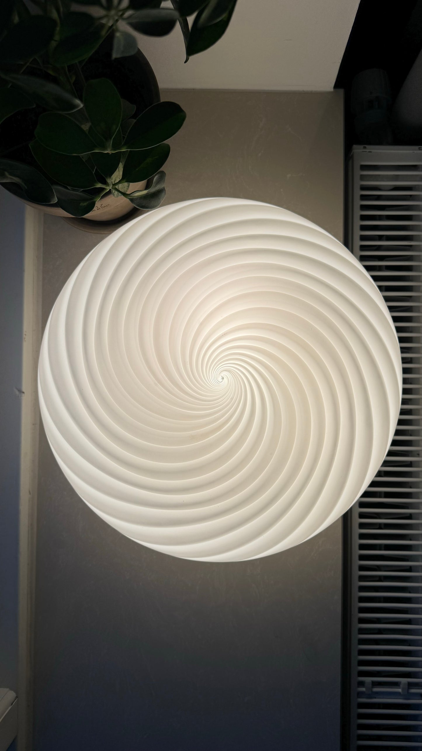 Murano plafond i klassisk hvid swirl, 35cm