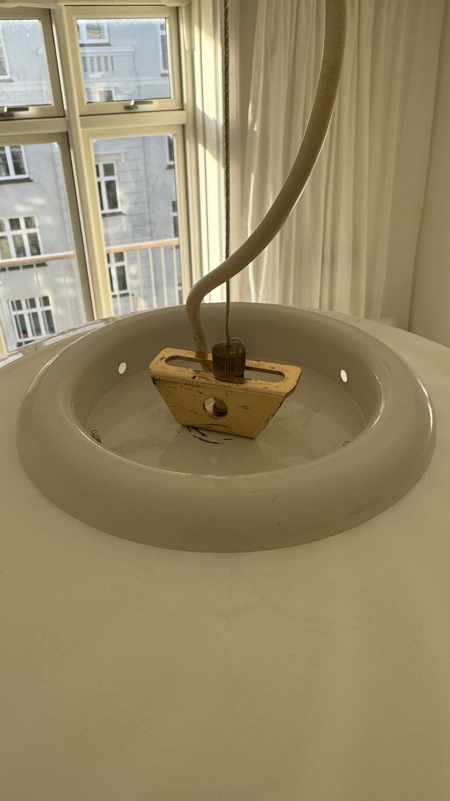 Hvid vintage oval Murano pendel lampe, 40 cm