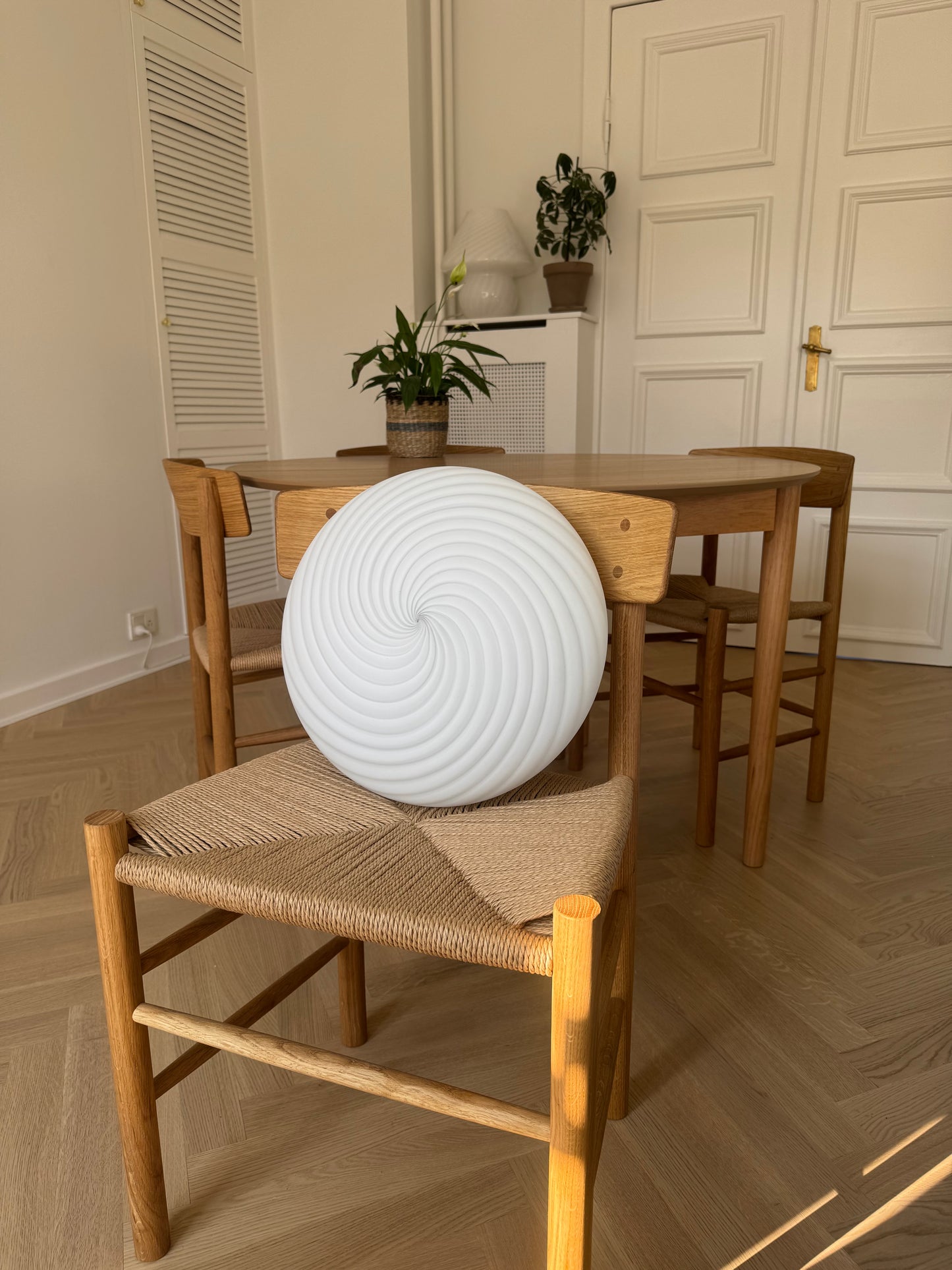 Hvid vintage Murano plafond lampe, 36 cm, én på lager