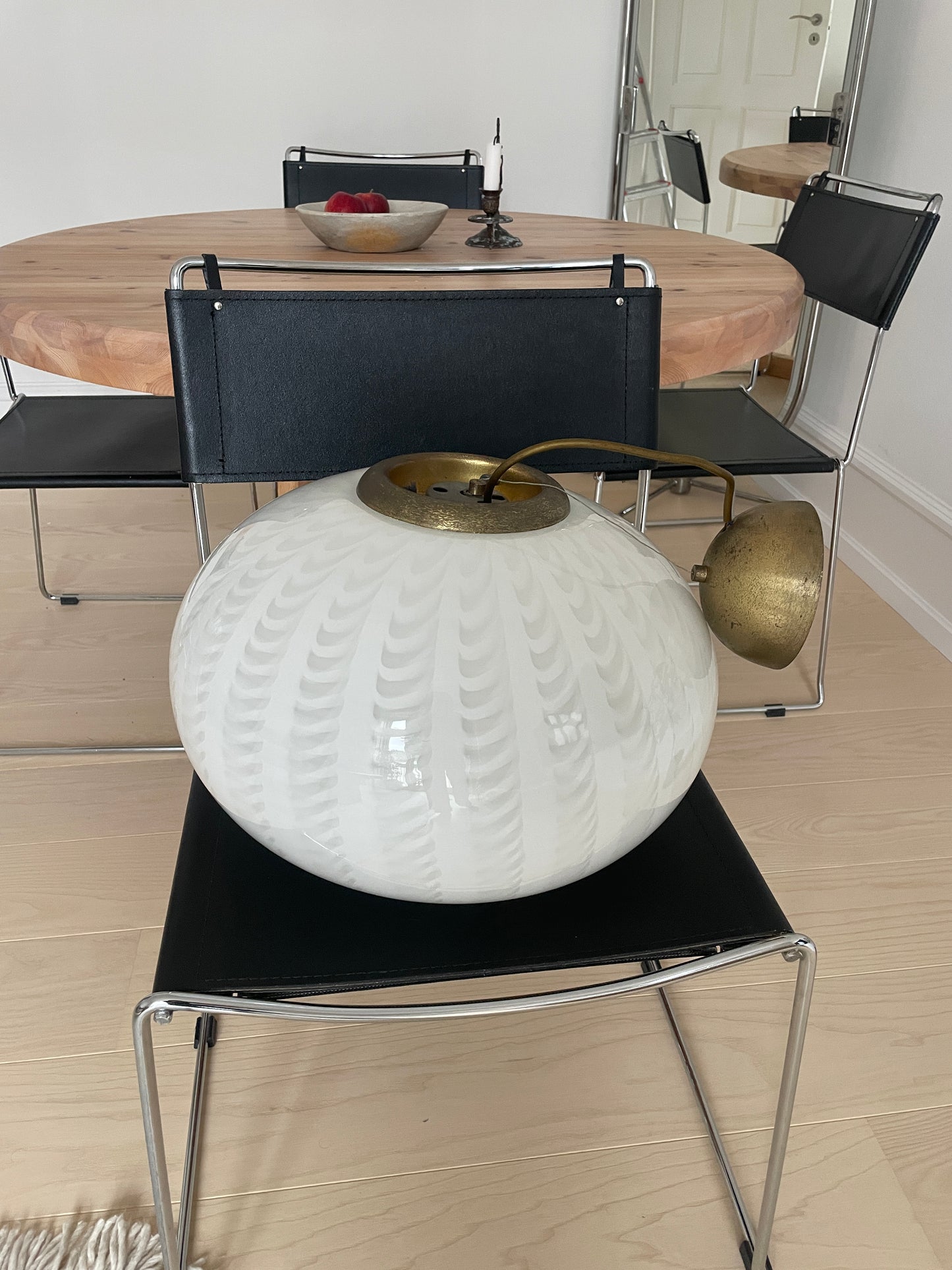 Hvid Murano peacock pendel, 40 cm