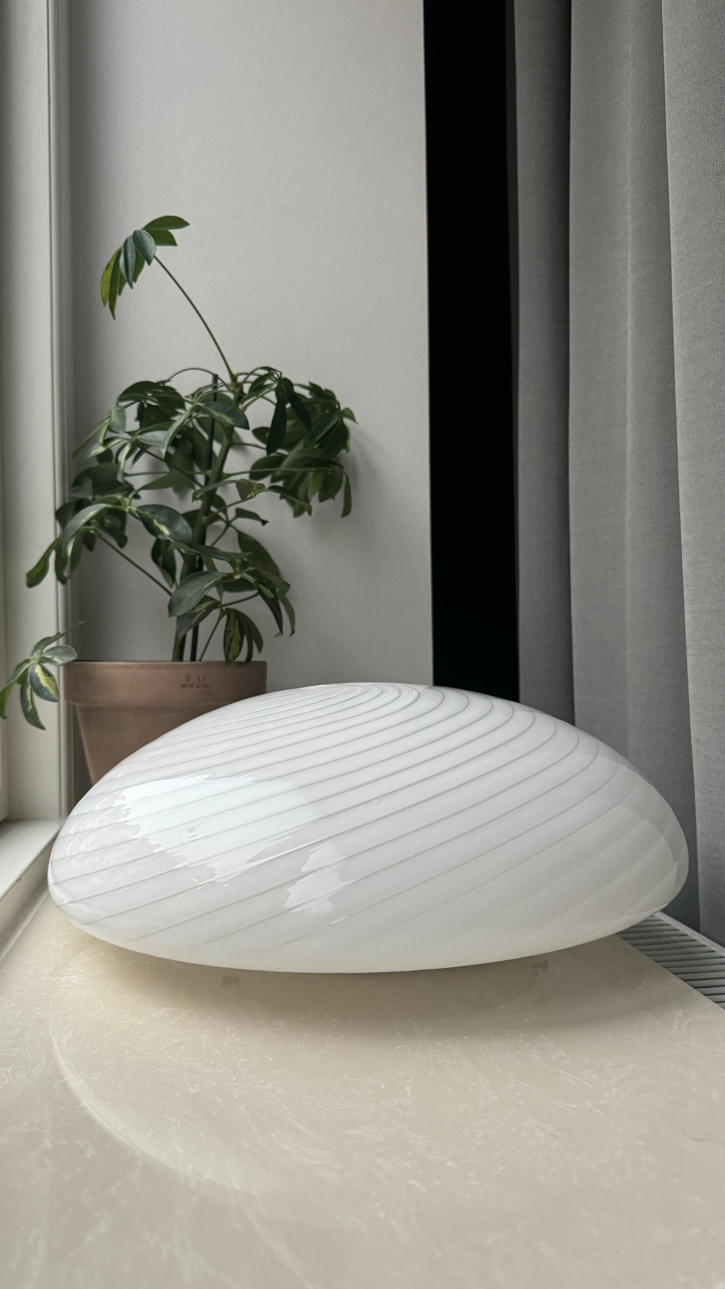 Murano plafond i klassisk hvid swirl, 38cm