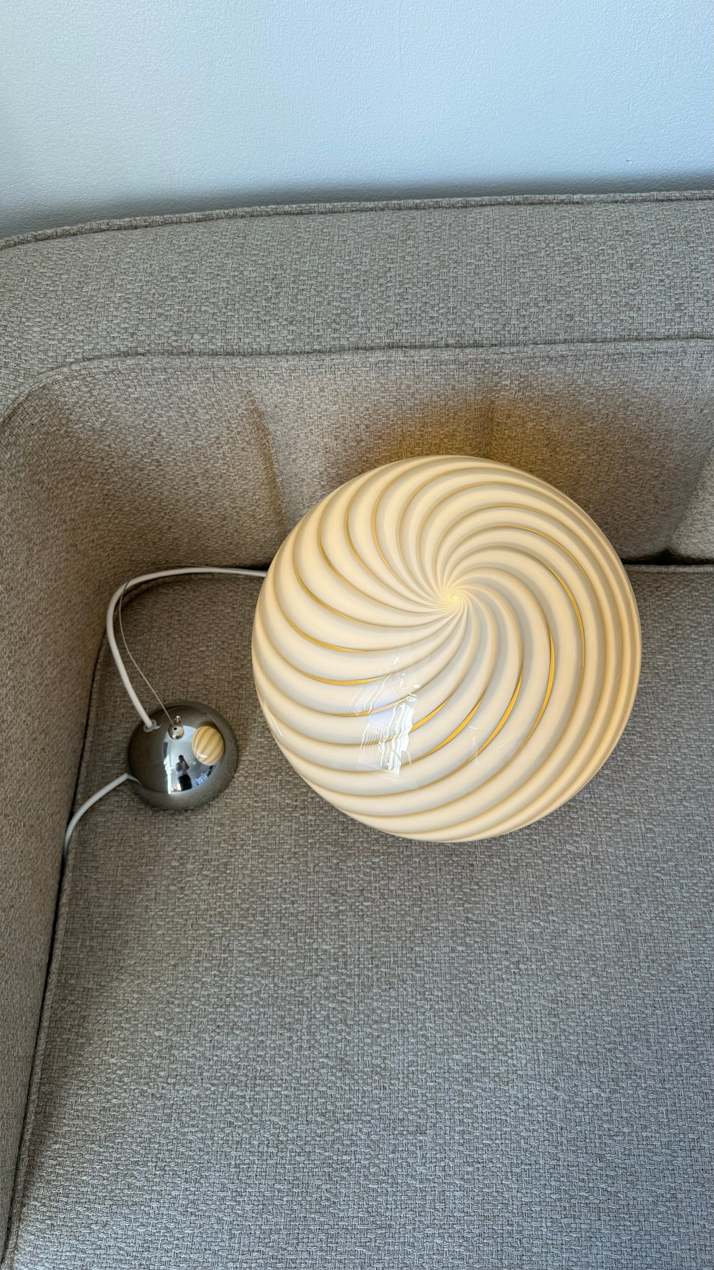 Murano pendel lampe i grå og hvid swirl, 30 cm (På forespørgsel)