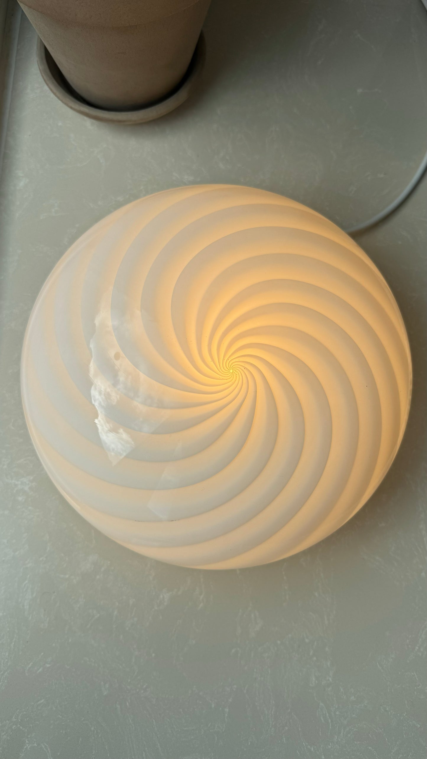 Murano plafond i klassisk hvid swirl, 25 cm