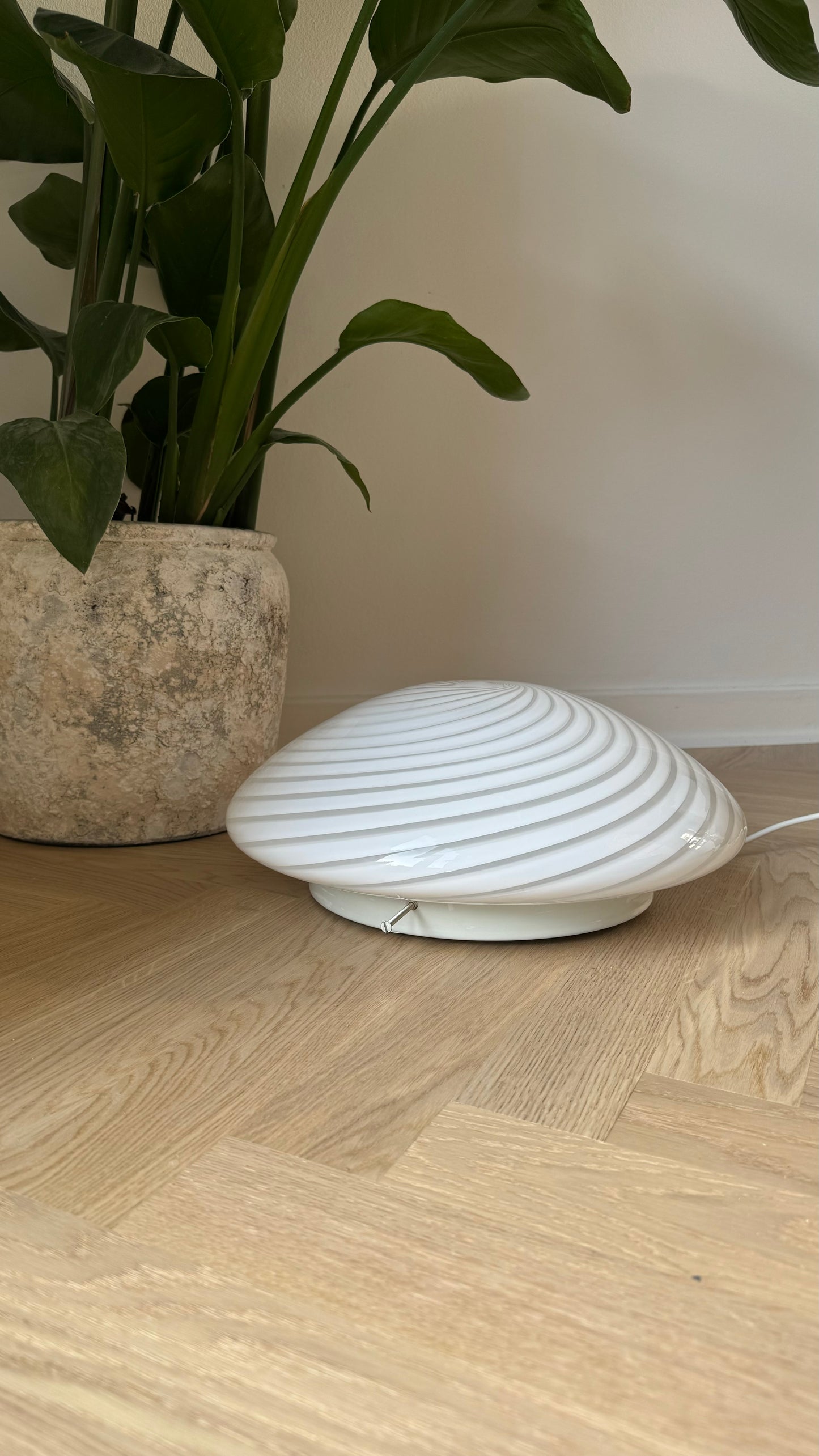 Murano plafond i klassisk hvid swirl, 39 cm