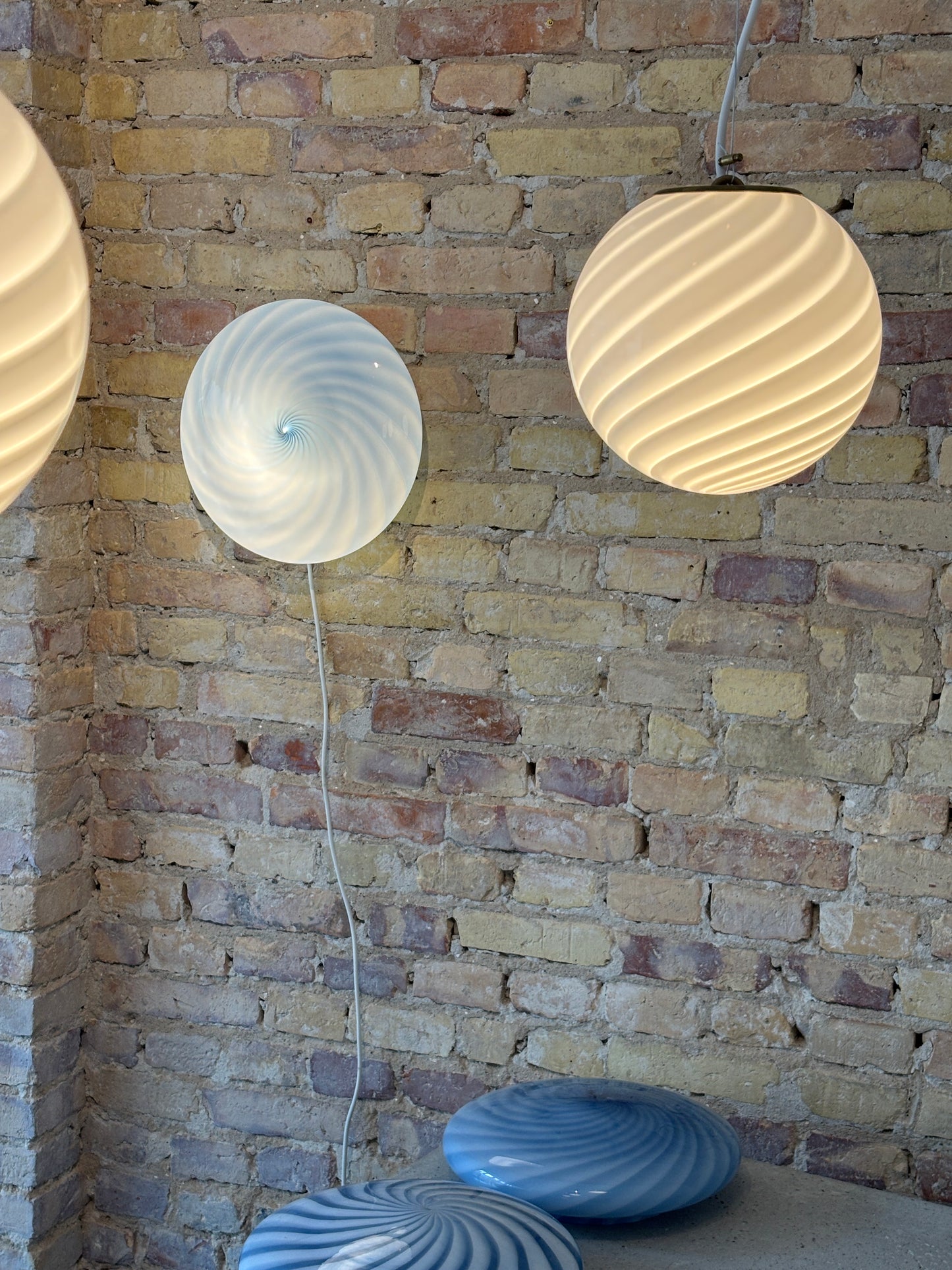 Blå Murano plafond, 30 cm