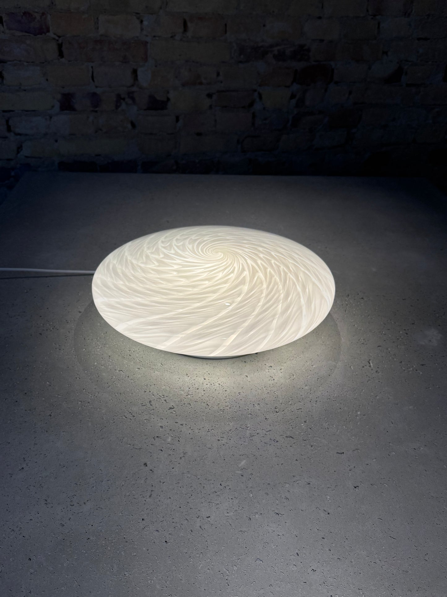 White vintage Murano ceiling lamp with peacock swirl, 40 cm