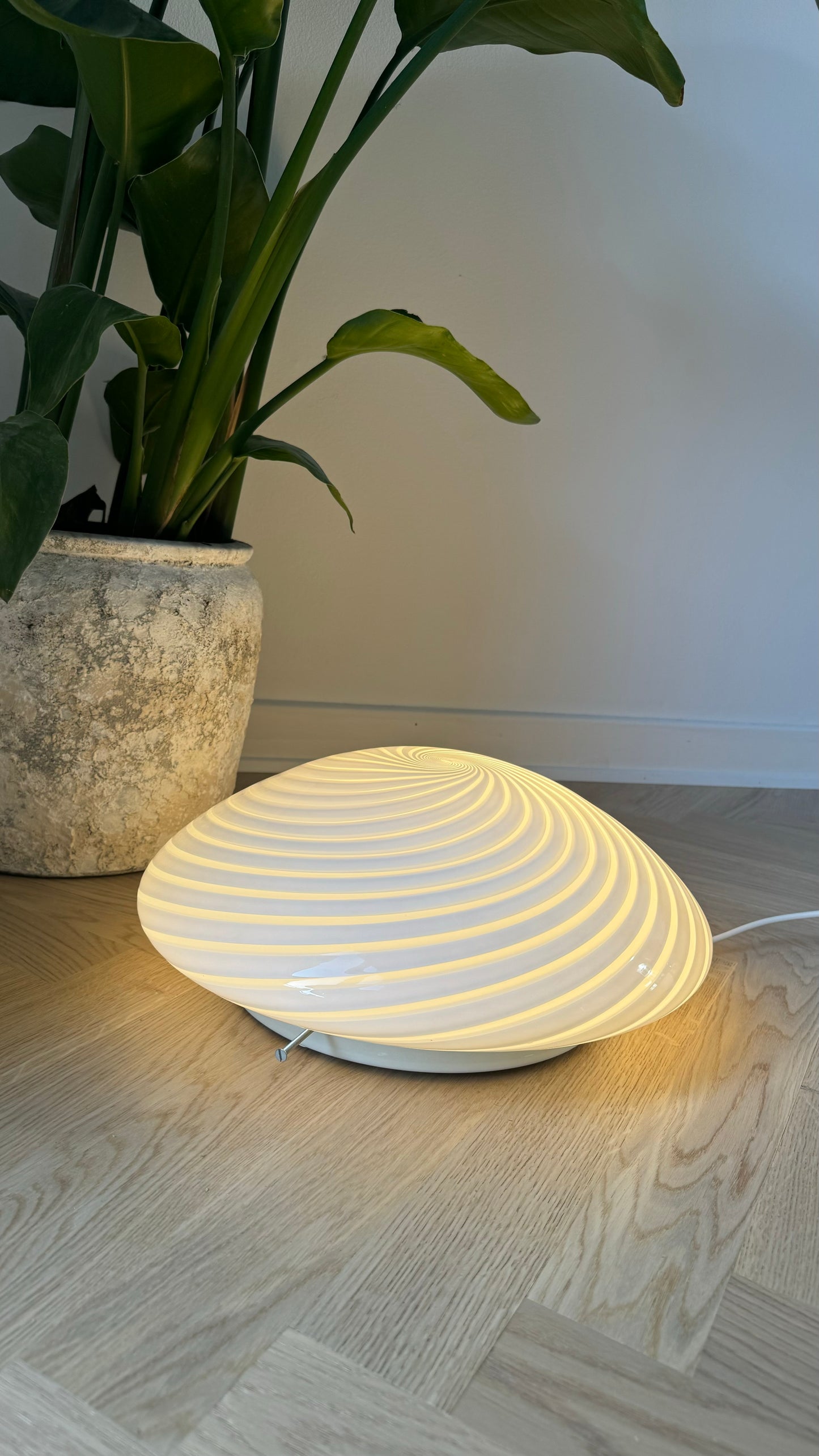 Murano plafond i klassisk hvid swirl, 39 cm