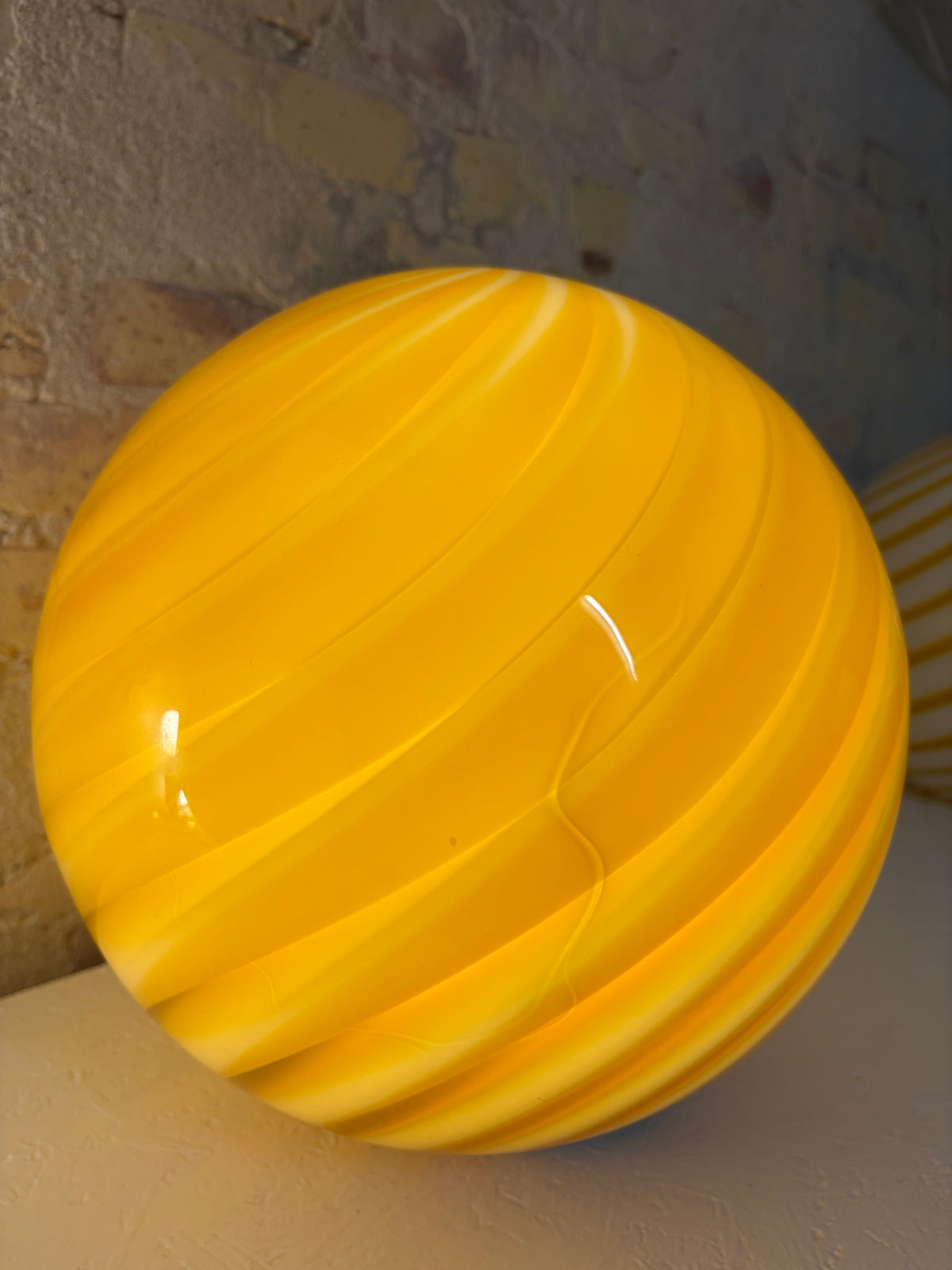 Murano pendel med rav/mørkegul swirl, 30 cm - 2. sortering