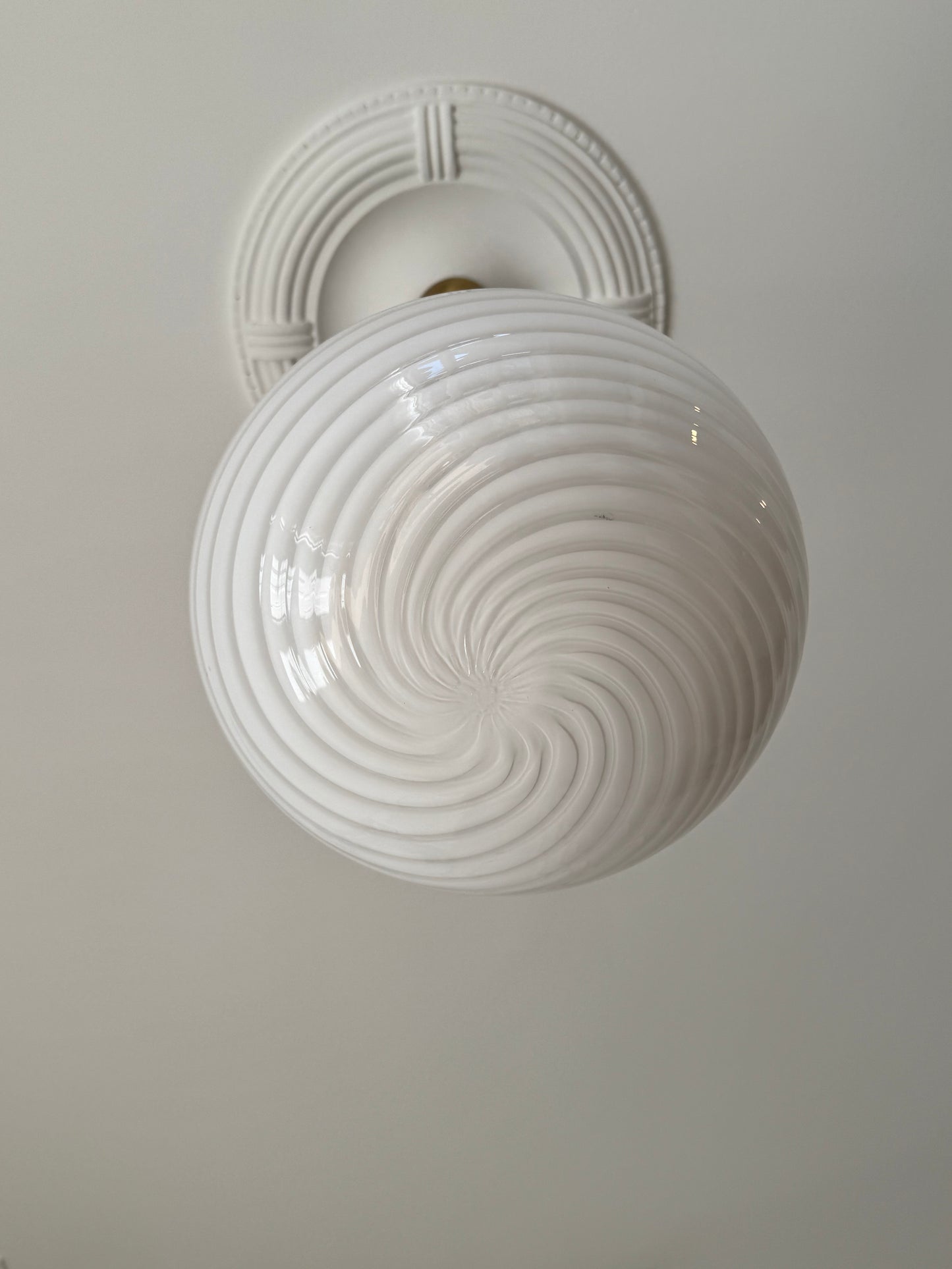 Murano pendel med hvid swirl, 35 cm