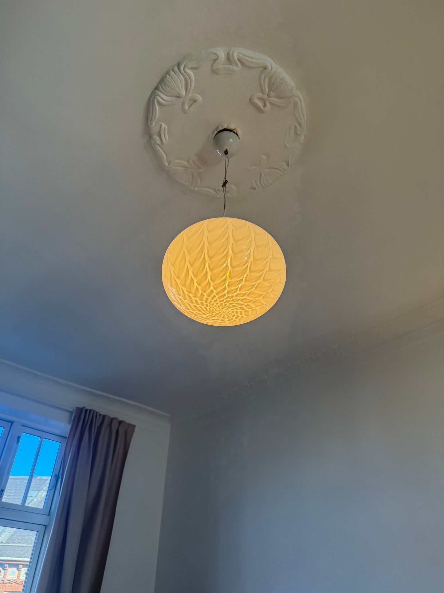 Hvid Murano peacock loftlampe, 35 cm