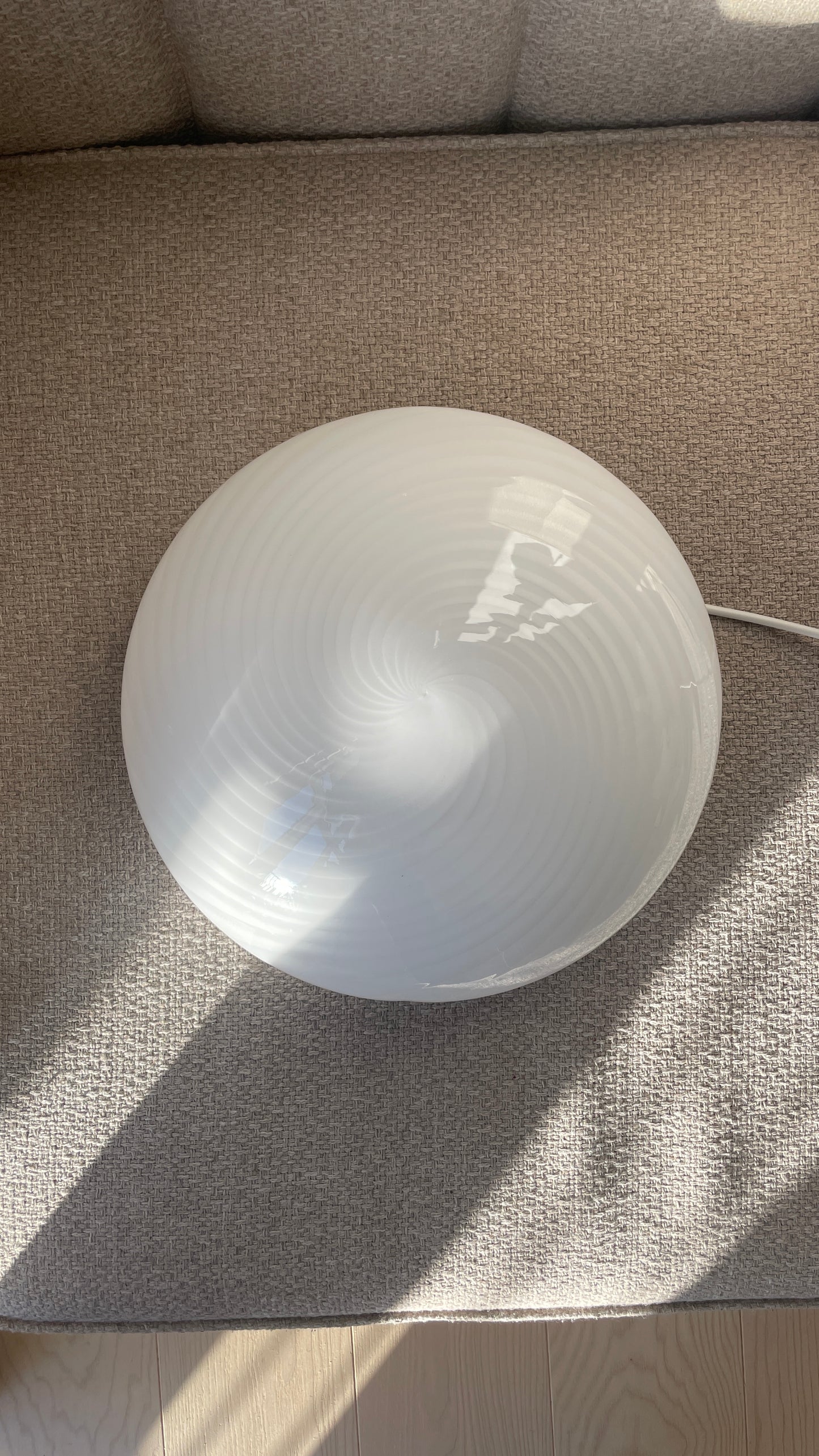 Murano plafond i klassisk hvid swirl, 30 cm