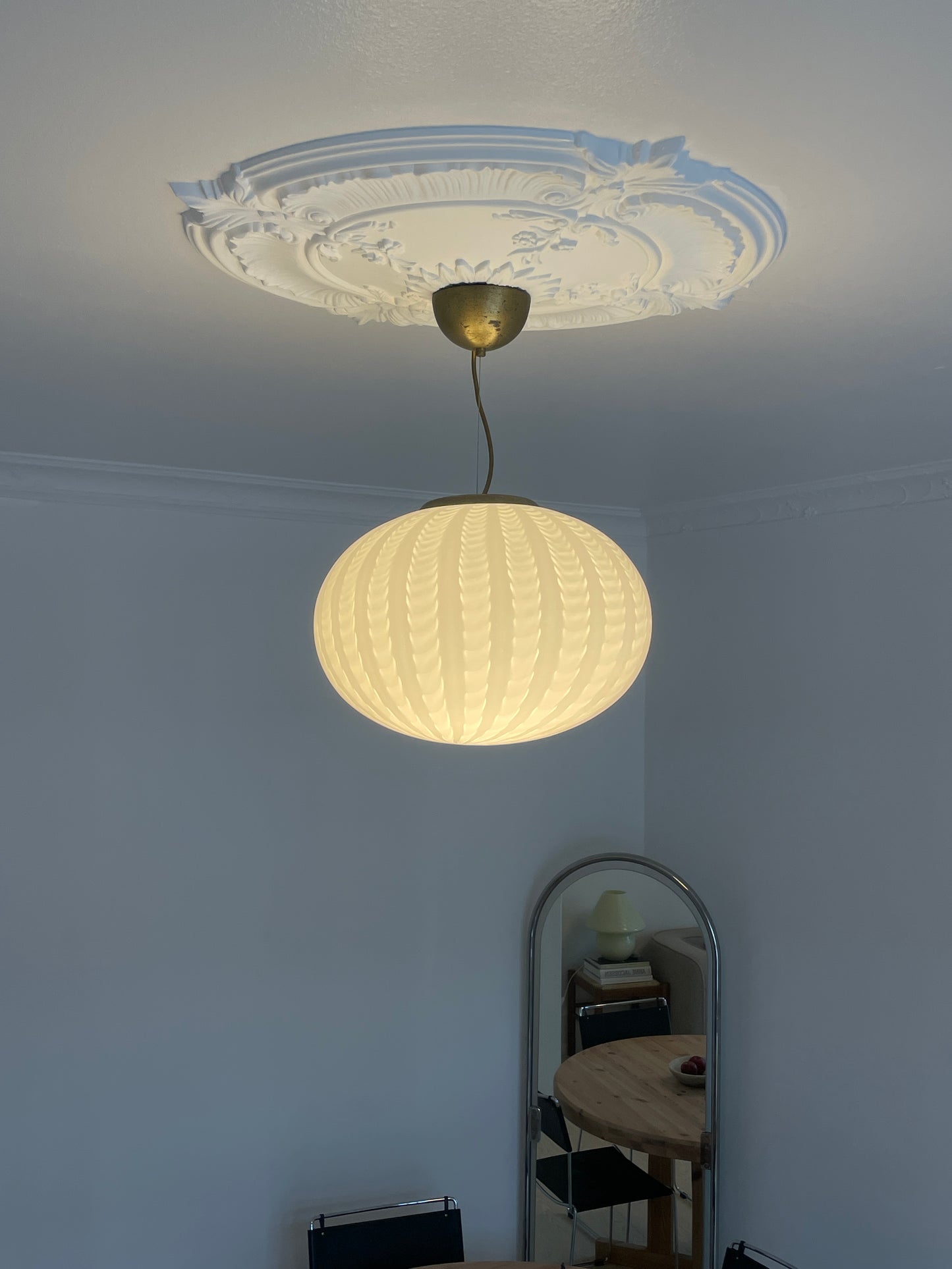 Hvid Murano peacock pendel, 40 cm