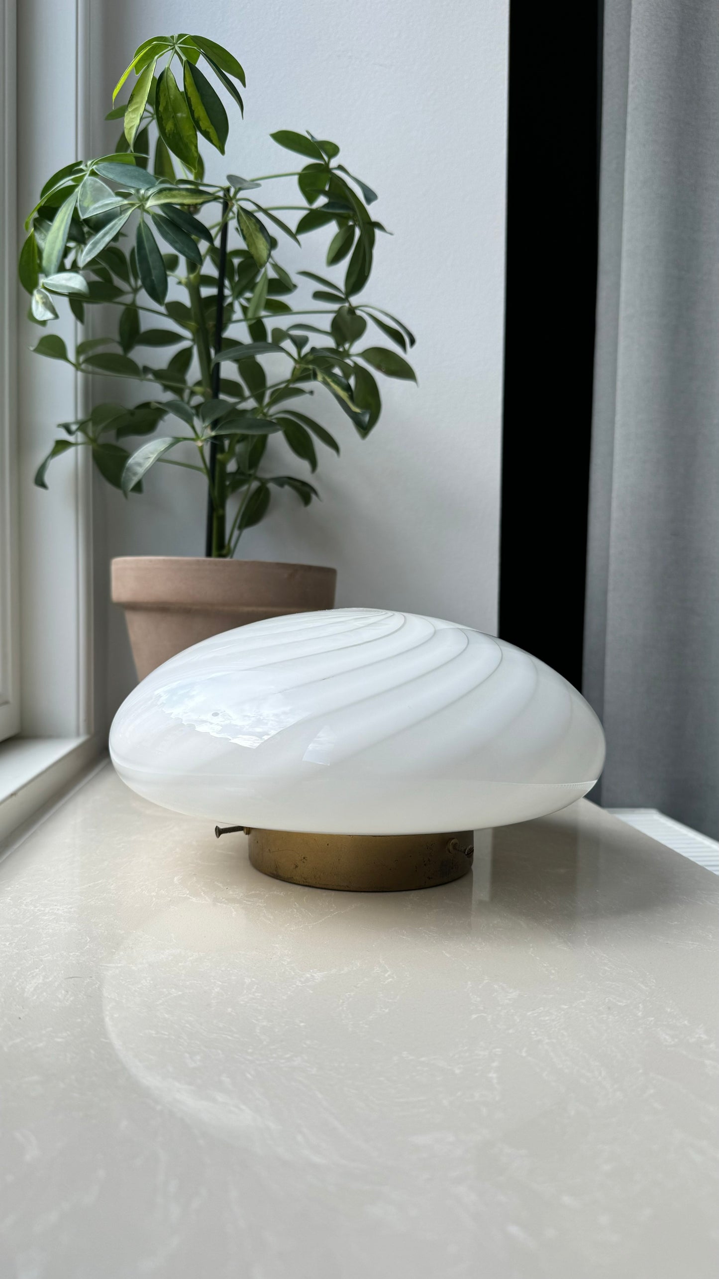Murano plafond i klassisk hvid swirl, 25 cm