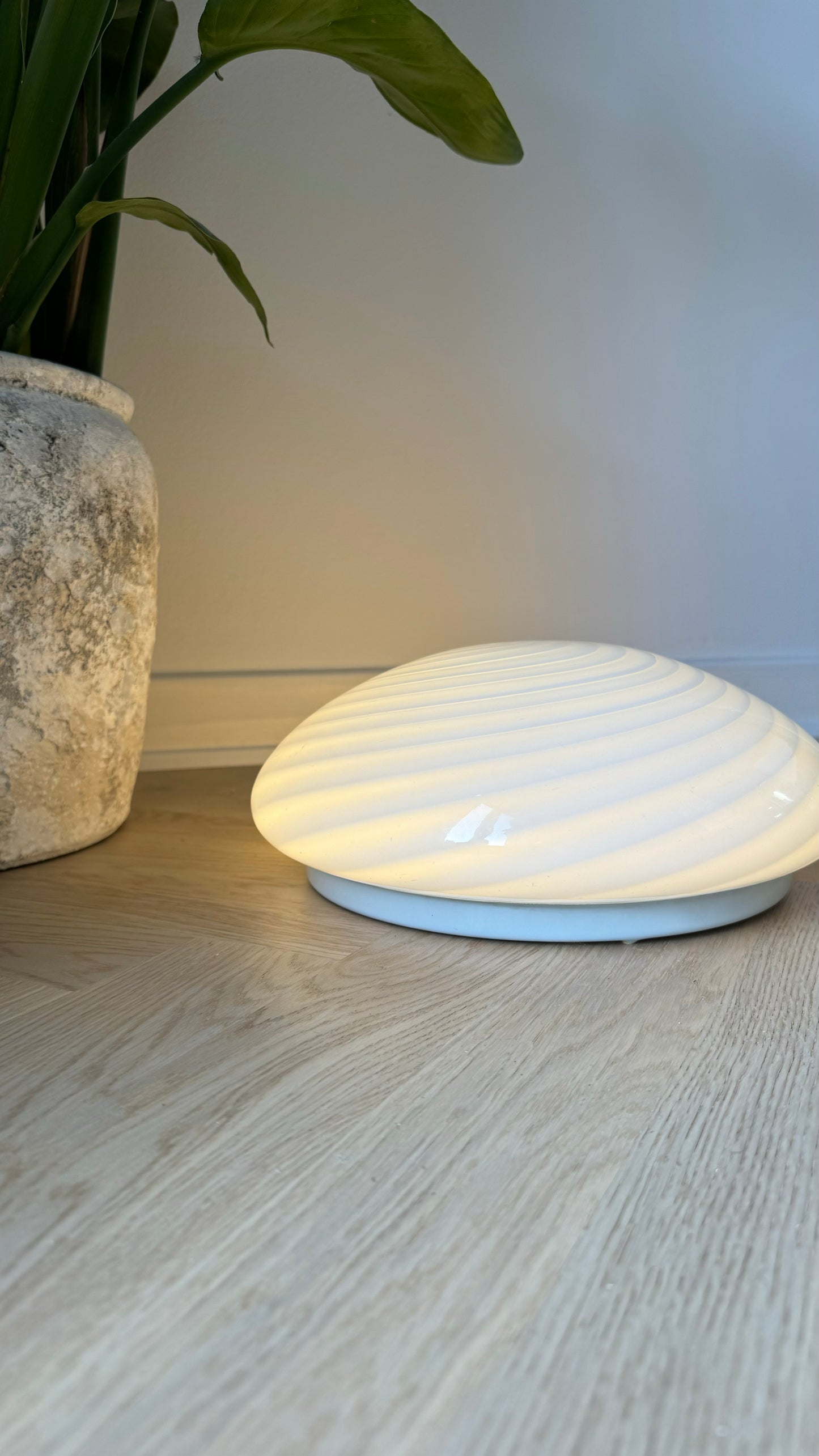 Murano plafond i klassisk hvid swirl, 30 cm