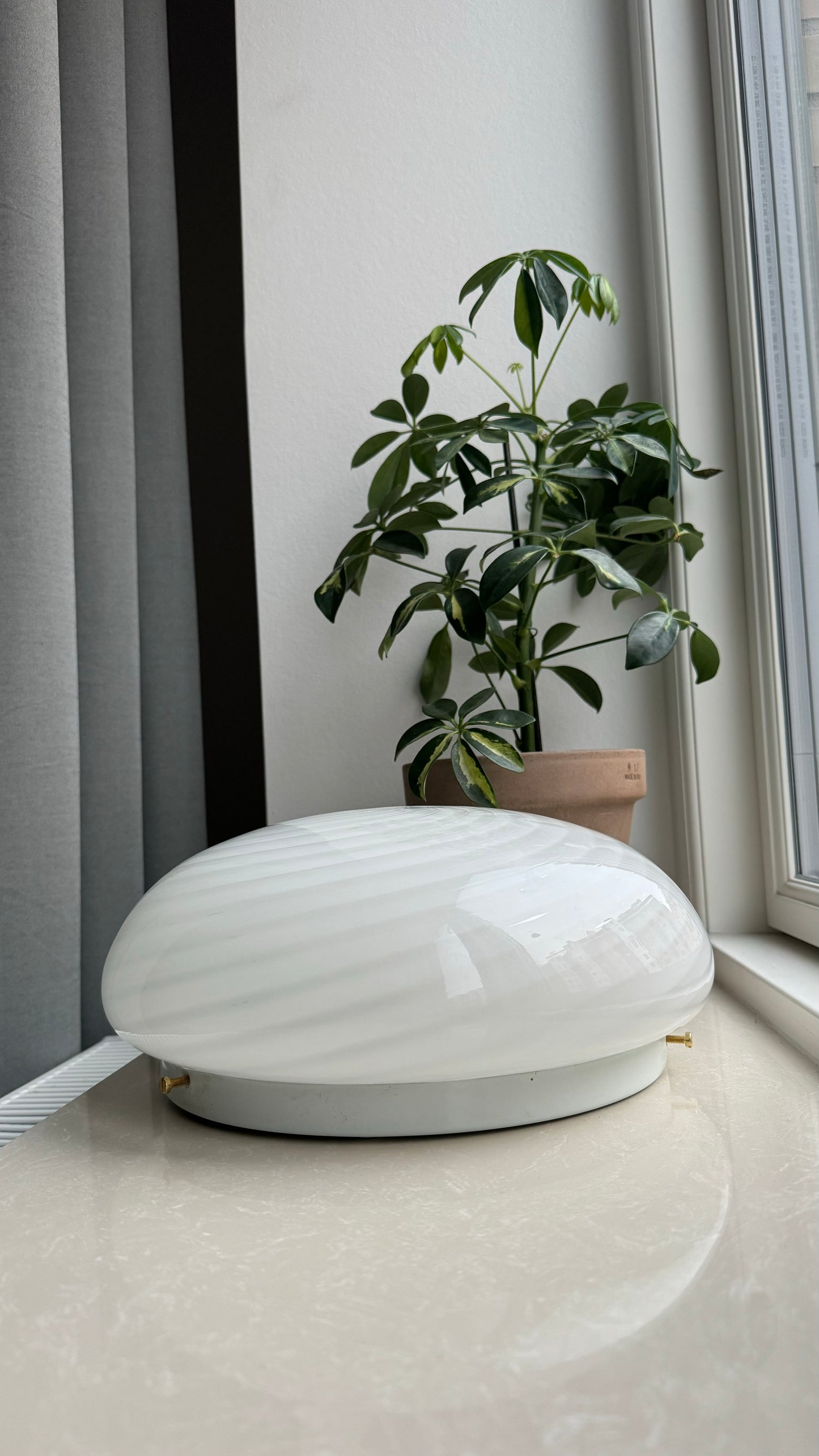 Murano plafond i klassisk hvid swirl, 30 cm
