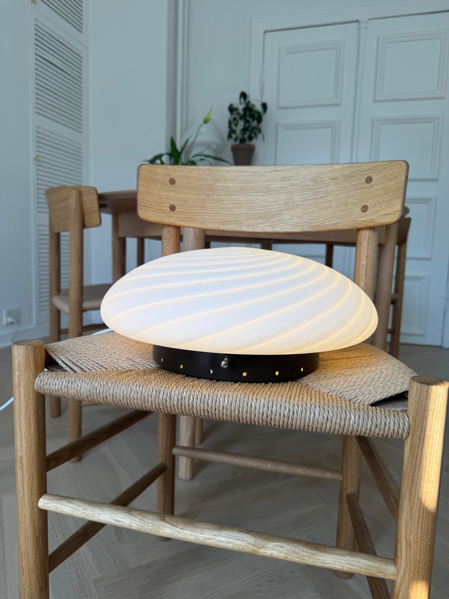 Hvid vintage Murano plafond lampe, 36 cm, én på lager