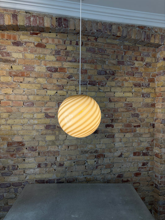 Murano loftlampe i grå og brun swirl, 30 cm