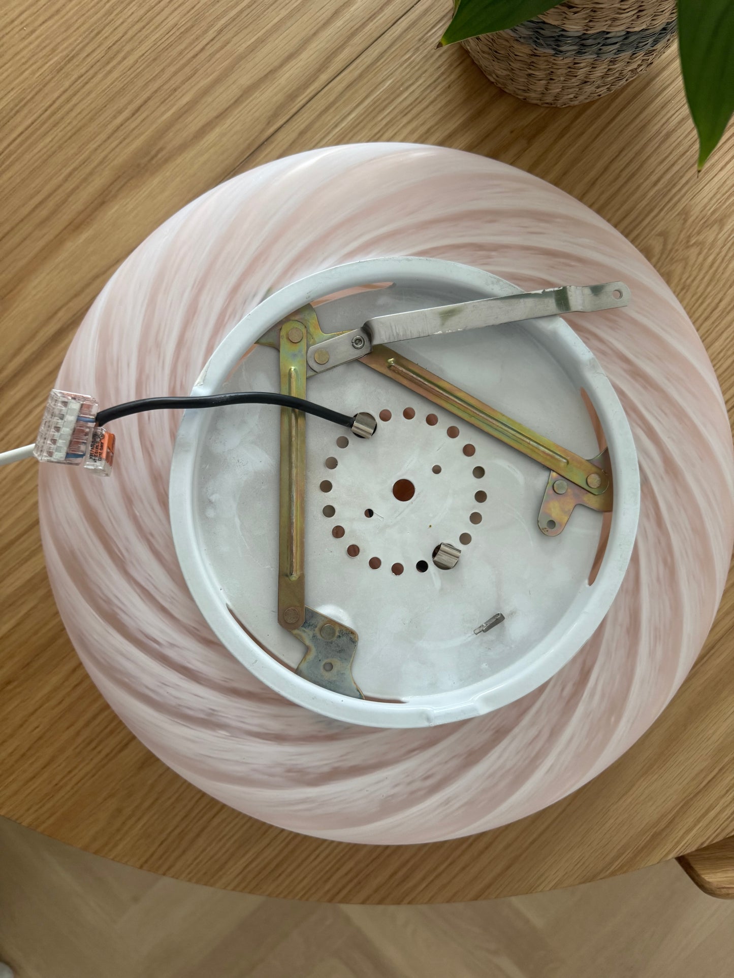 Murano plafond i lyserød klassisk swirl, 35 cm