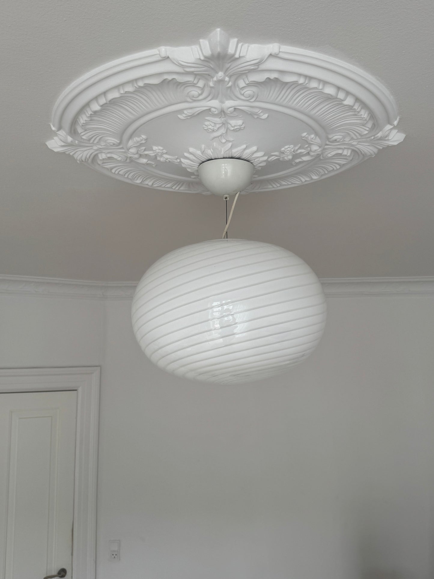 Classic Vintage Murano pendant lamp with engraving, 41 cm