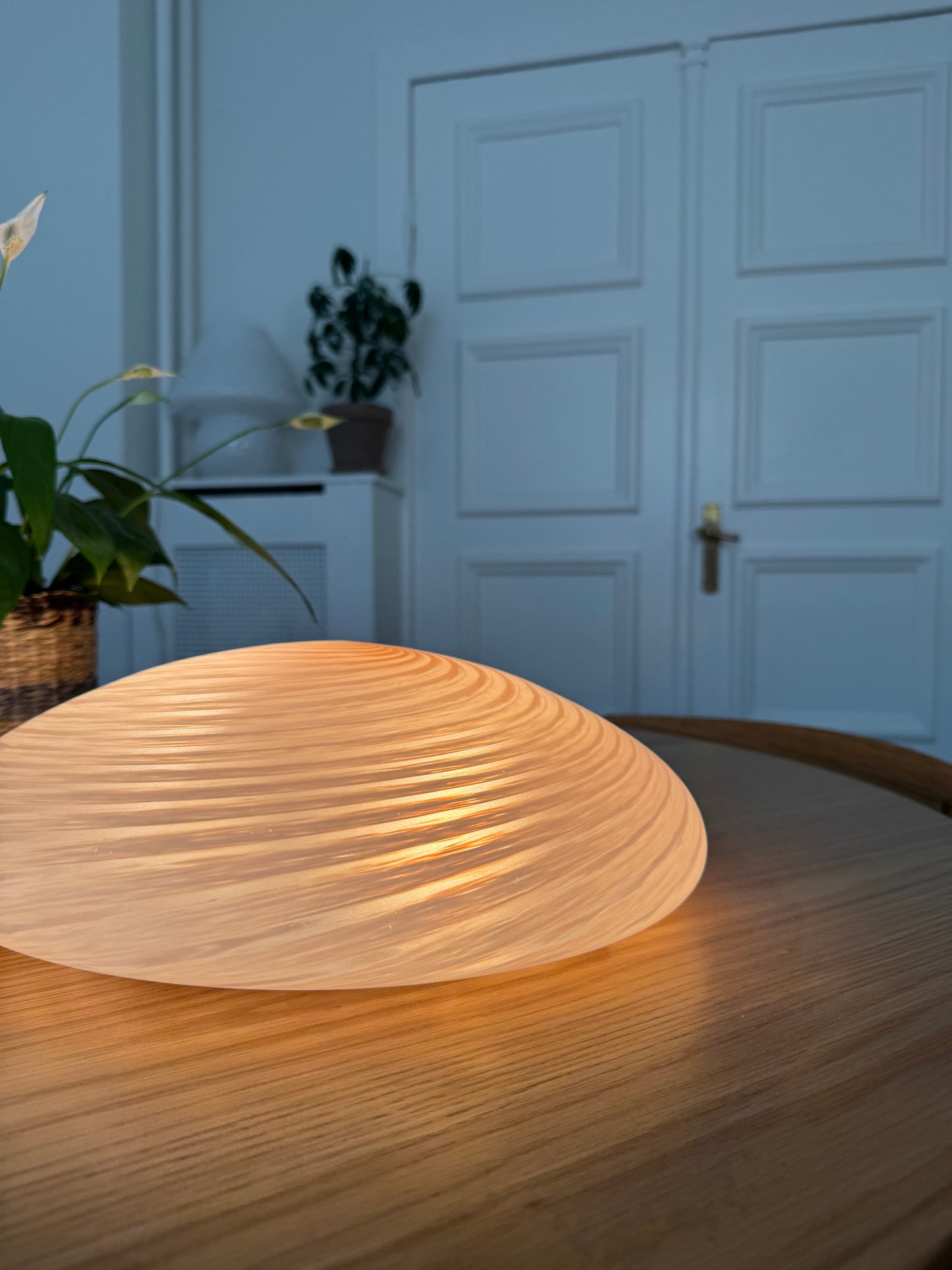 Murano plafond i lyserød klassisk swirl, 35 cm