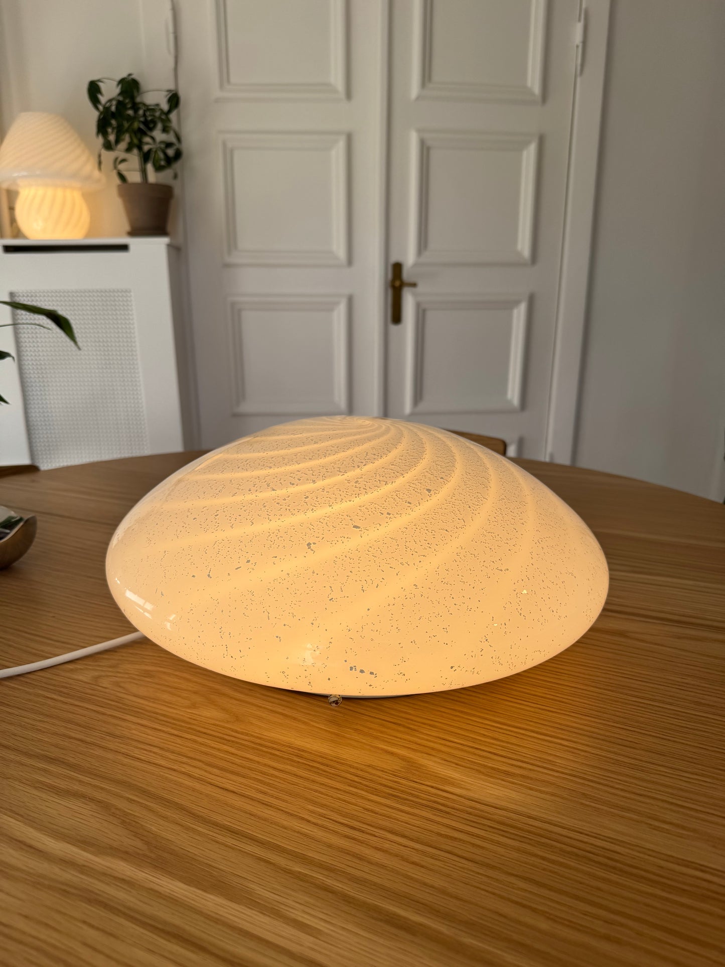 Hvid vintage plafond m. sølvstøv, 37 cm