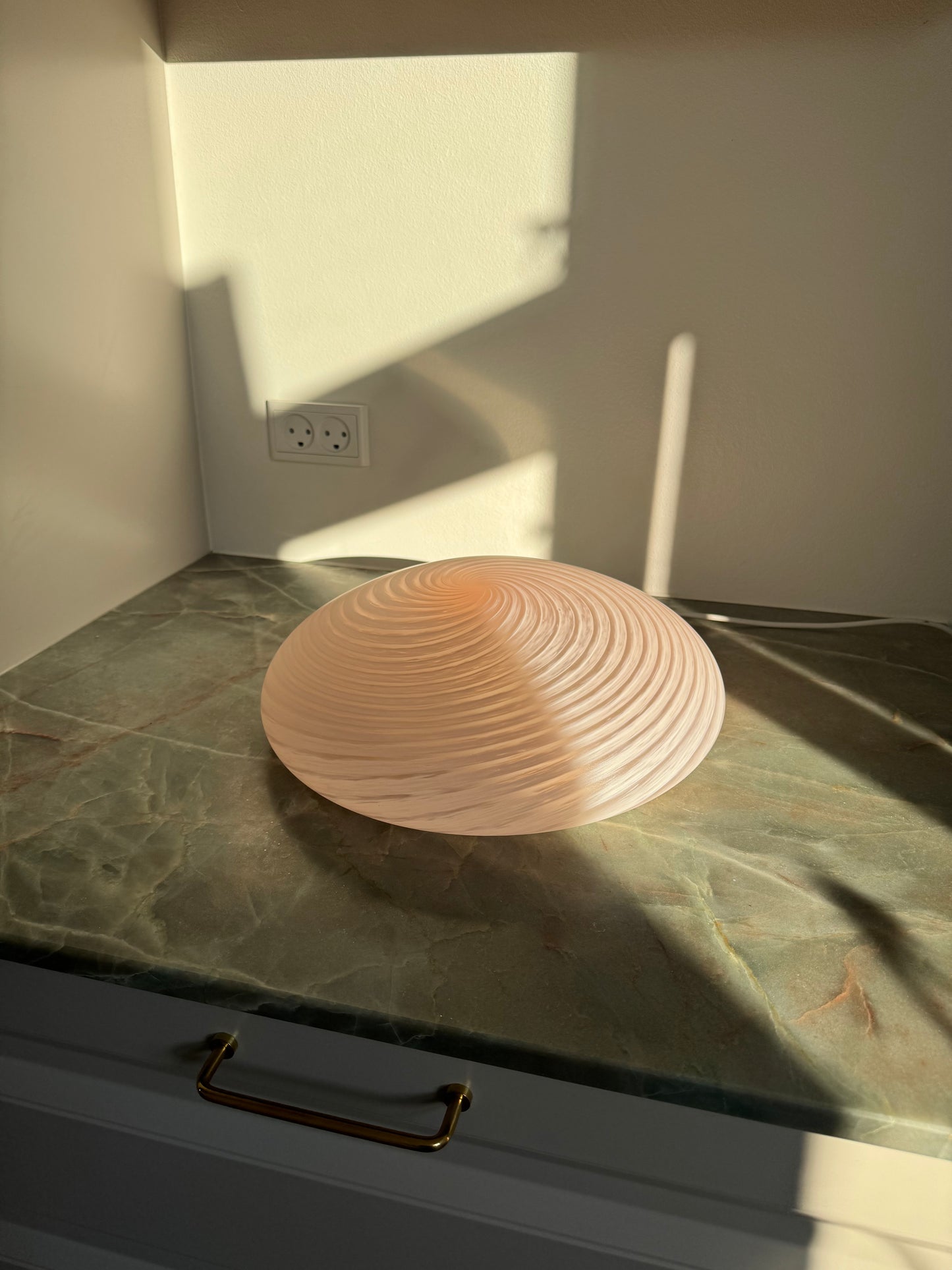 Murano plafond i lyserød klassisk swirl, 35 cm