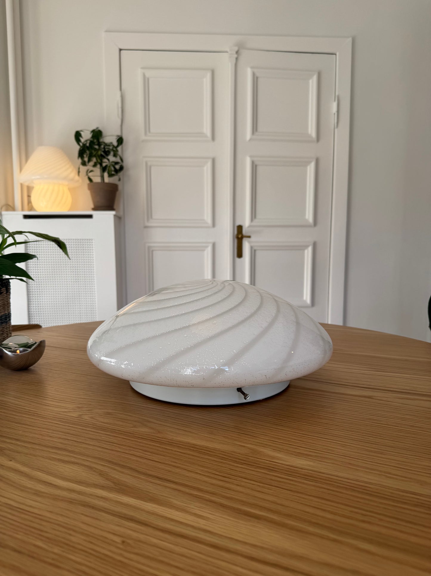 Hvid vintage plafond m. sølvstøv, 37 cm