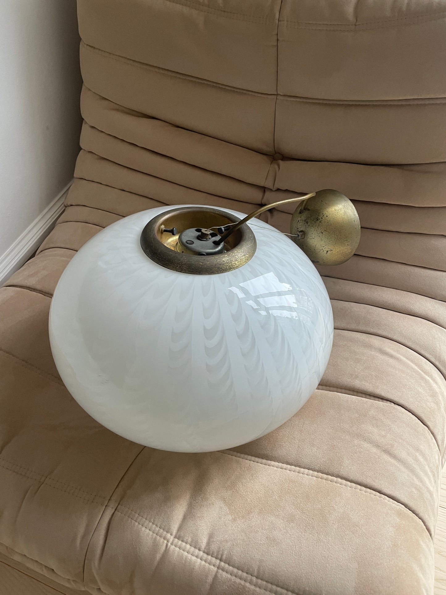 Hvid Murano peacock pendel, 40 cm