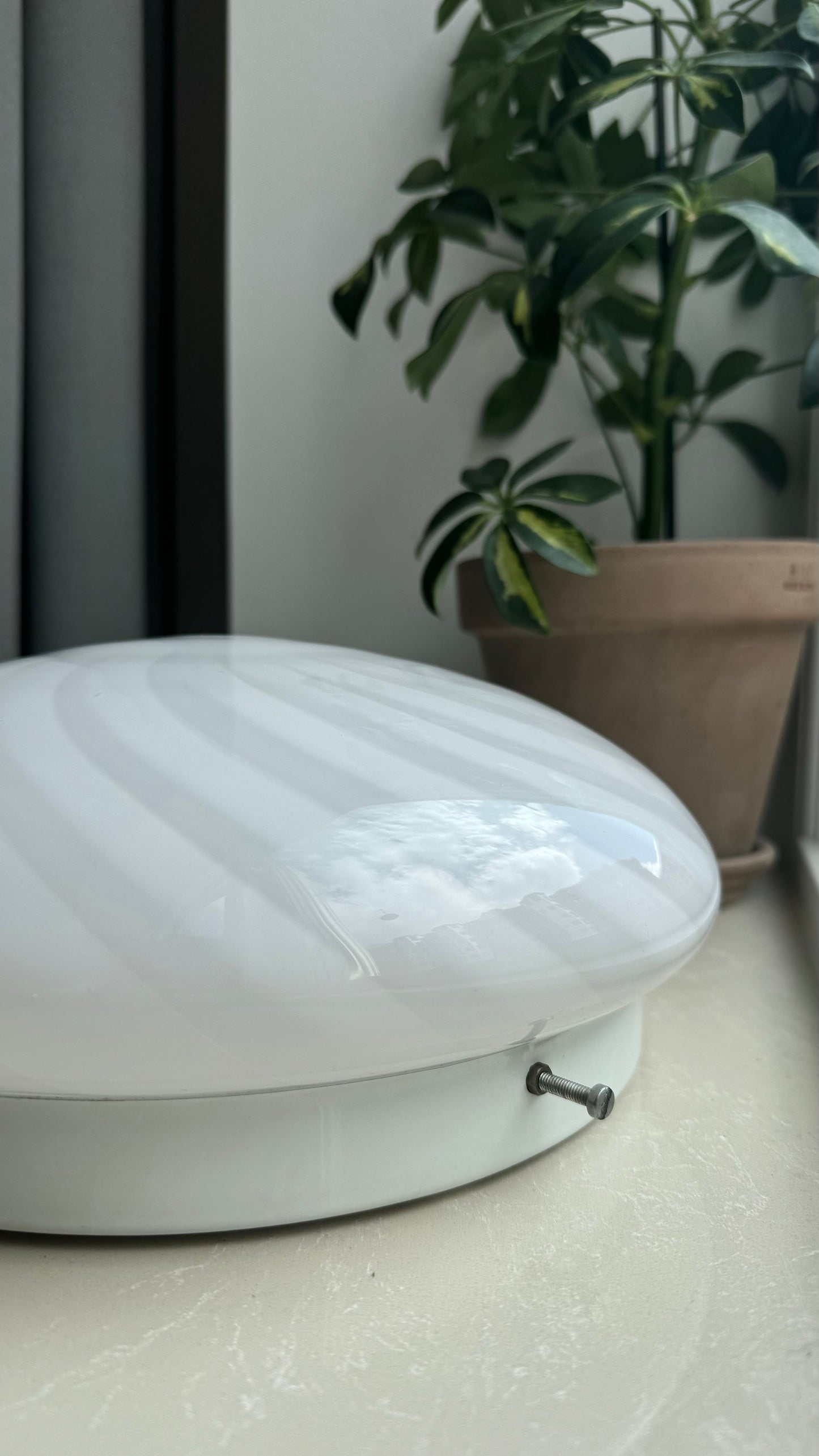 Murano plafond i klassisk hvid swirl, 30 cm