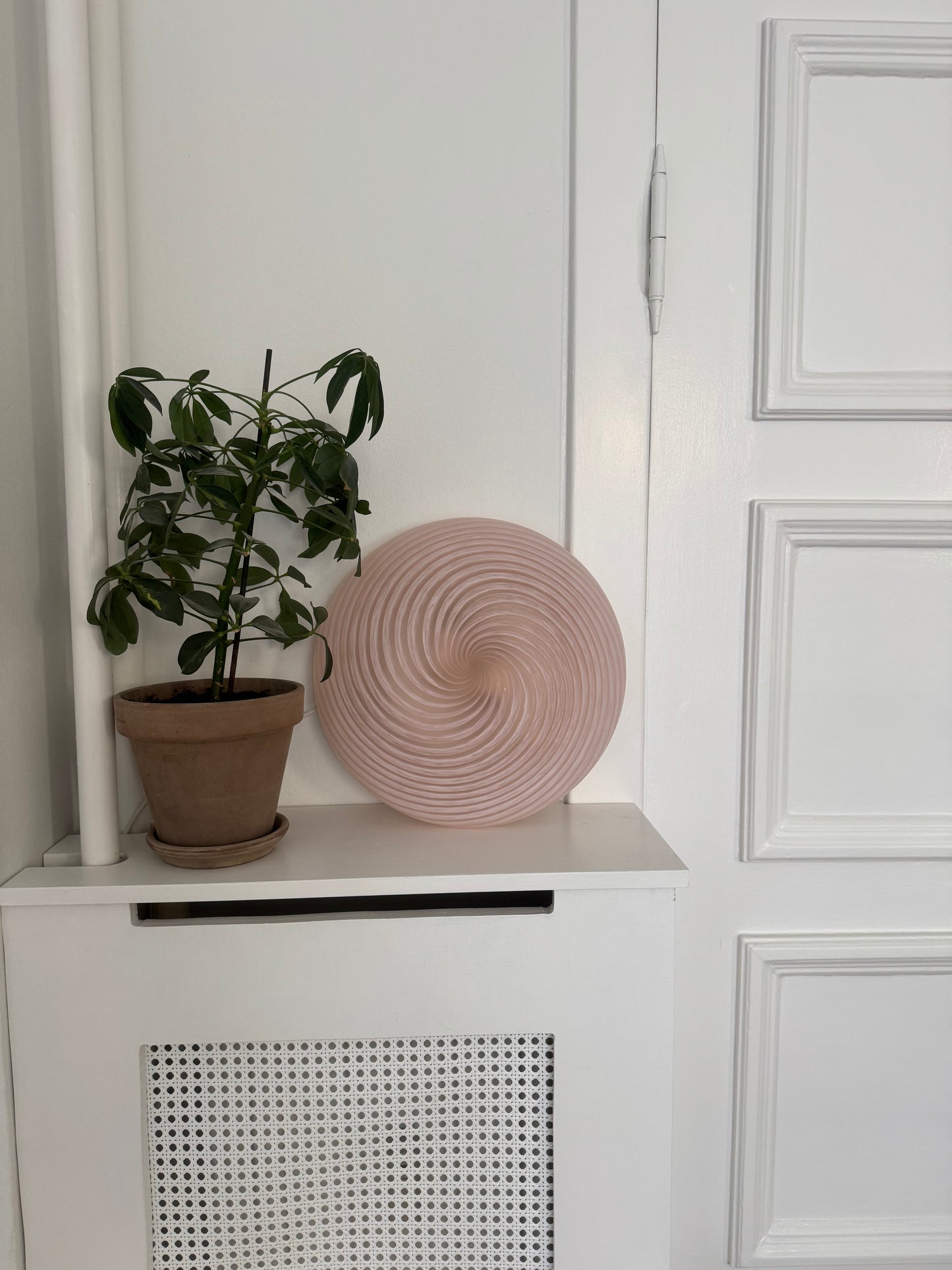 Murano plafond i lyserød klassisk swirl, 35 cm