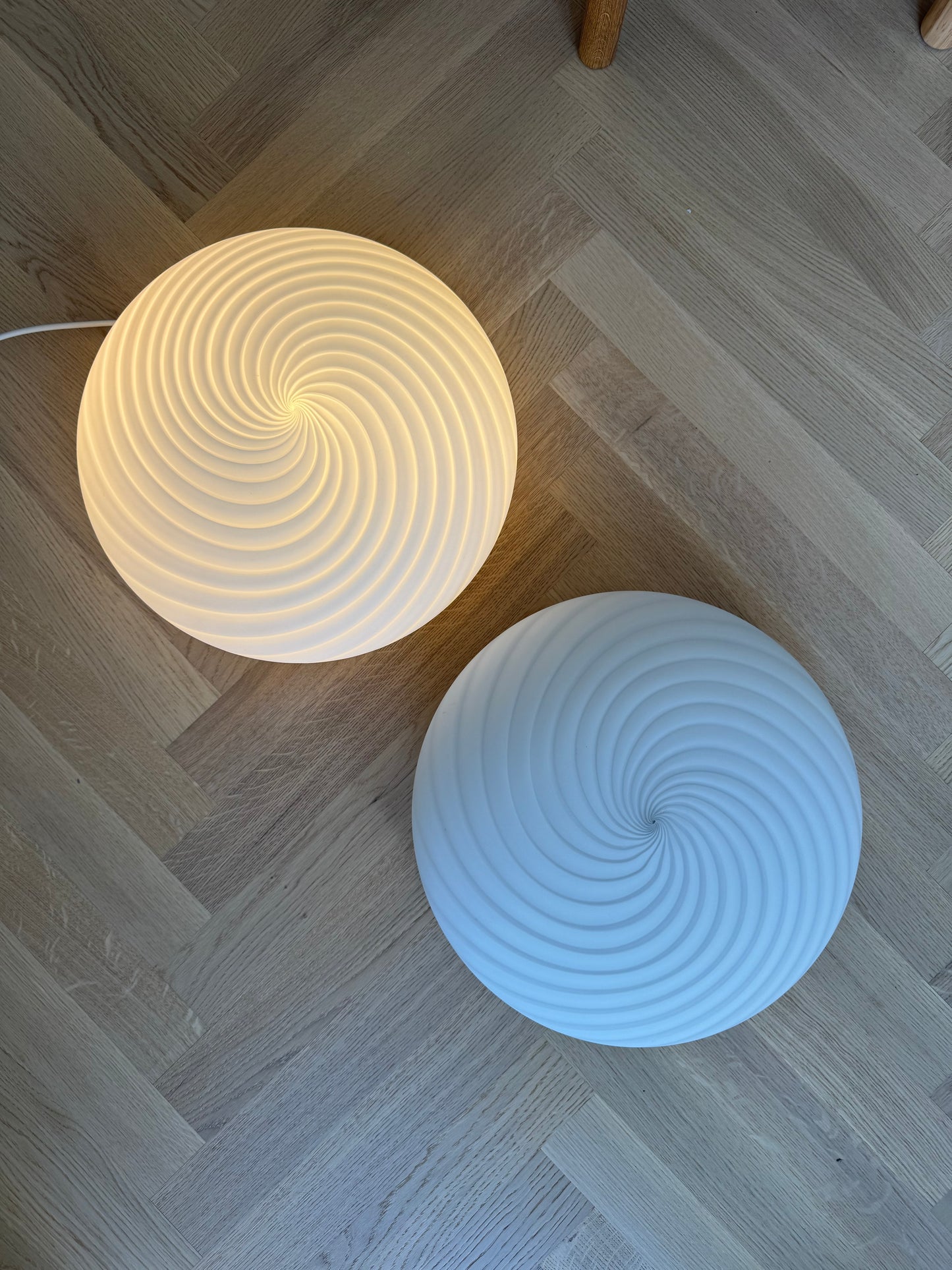 Hvid vintage Murano plafond lampe, 36 cm, én på lager