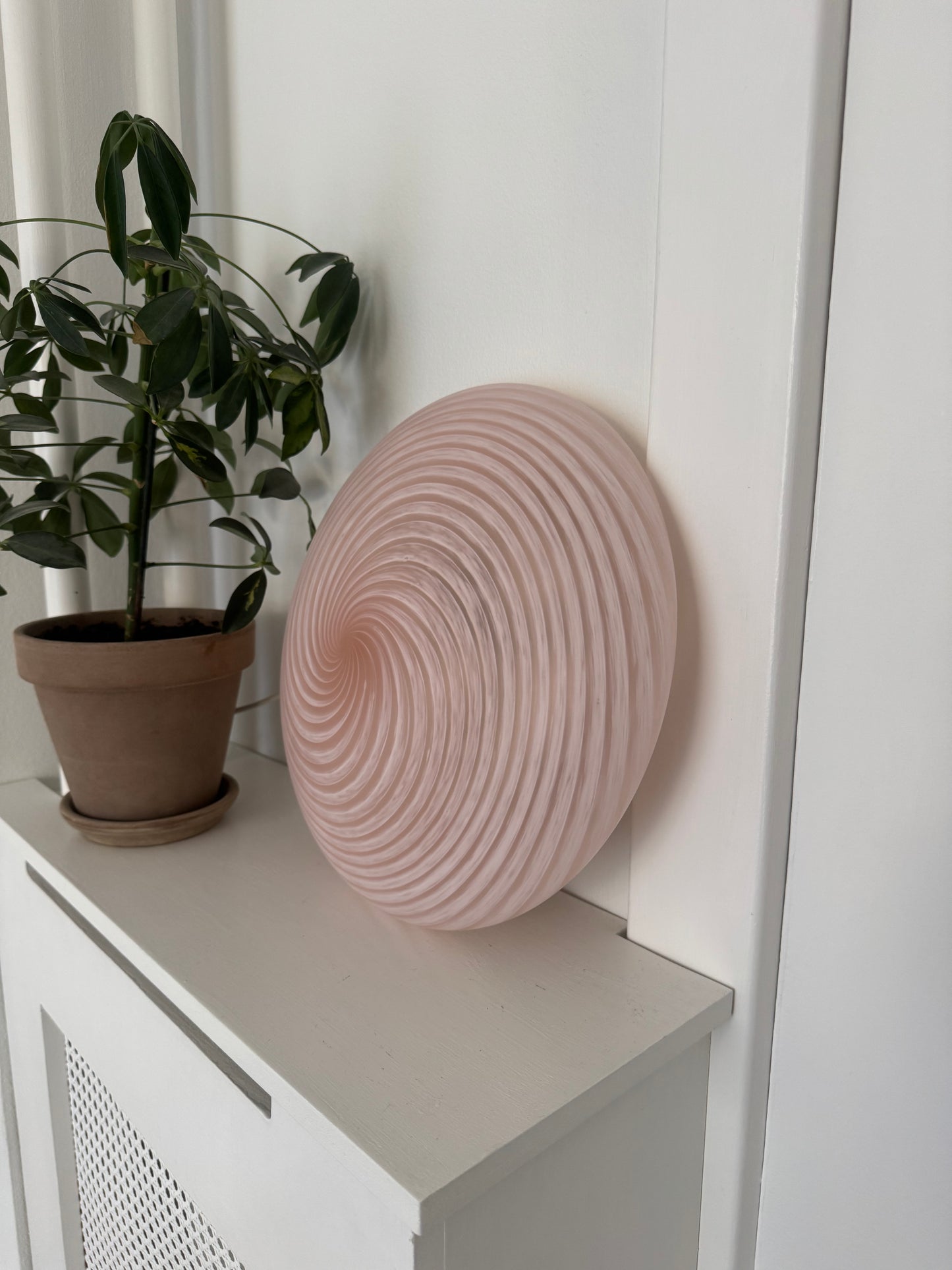 Murano plafond i lyserød klassisk swirl, 35 cm