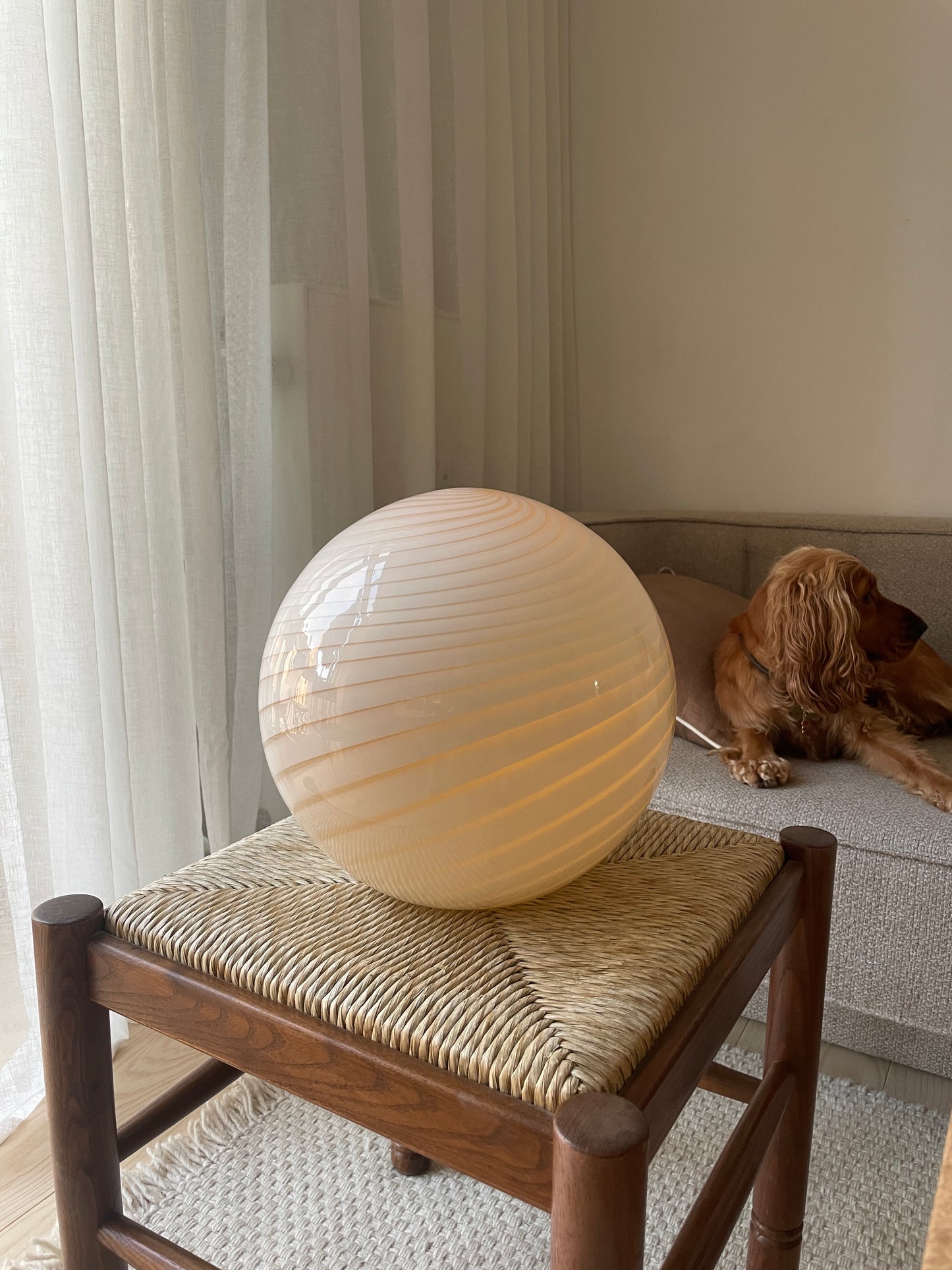 Light yellow Murano swirl ceiling lamp, 30 cm (On request)
