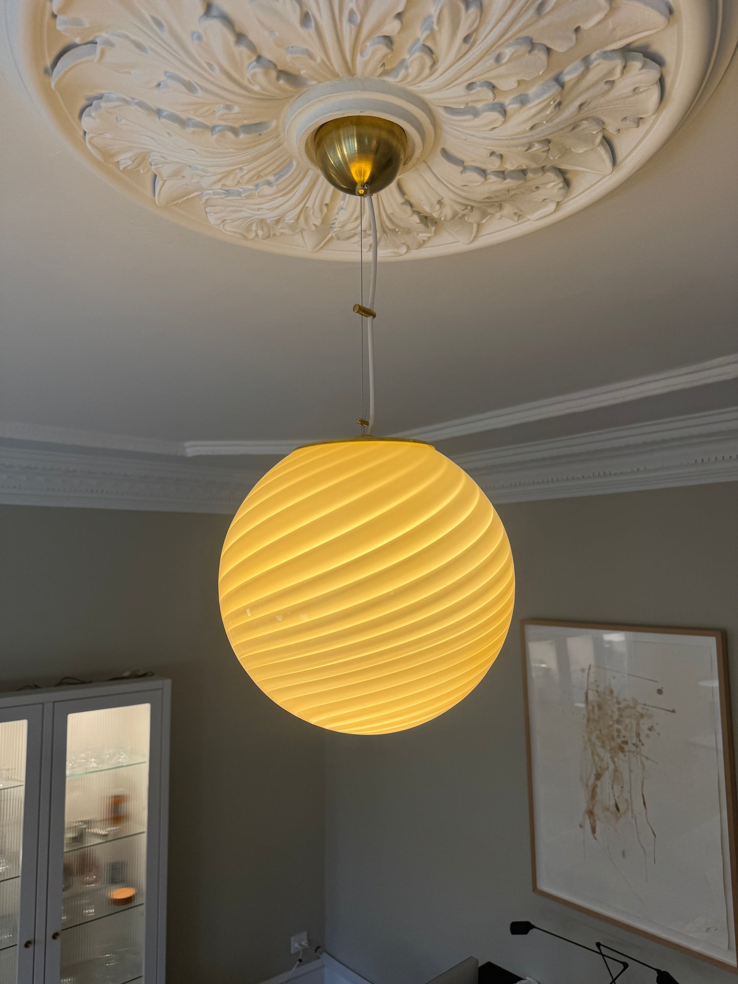 Light yellow Murano swirl ceiling lamp, 30 cm (On request)