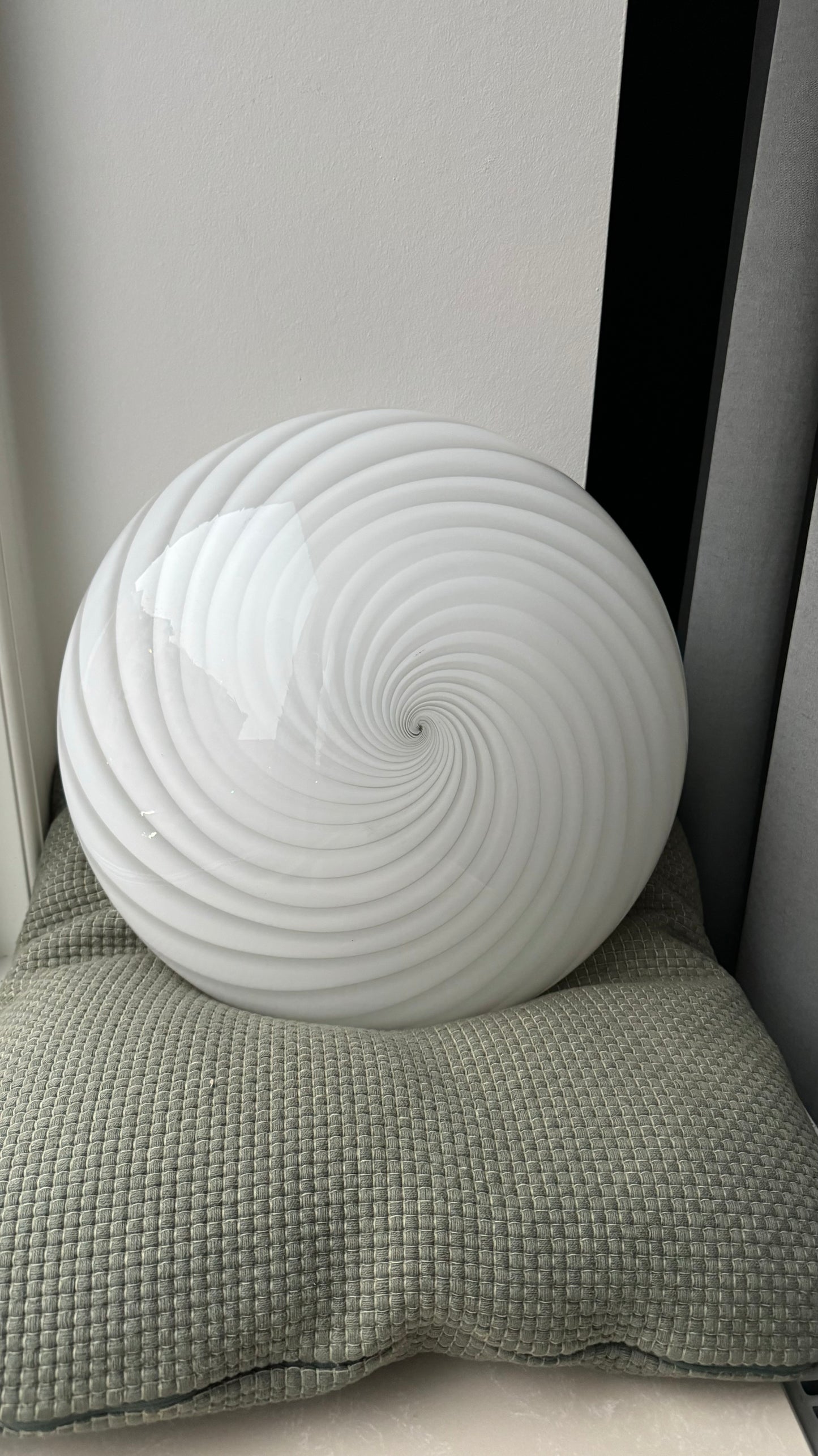 Murano plafond i klassisk hvid swirl, 35cm