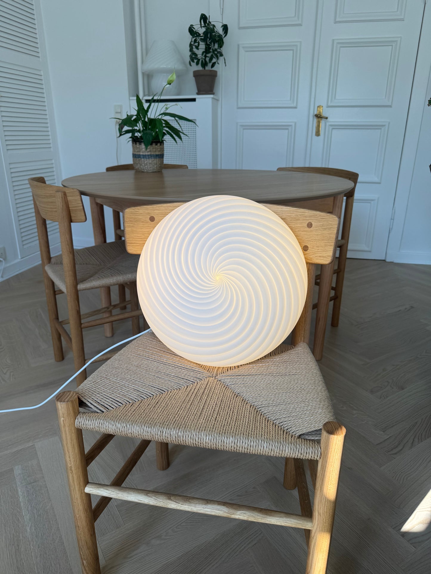 Hvid vintage Murano plafond lampe, 36 cm, én på lager