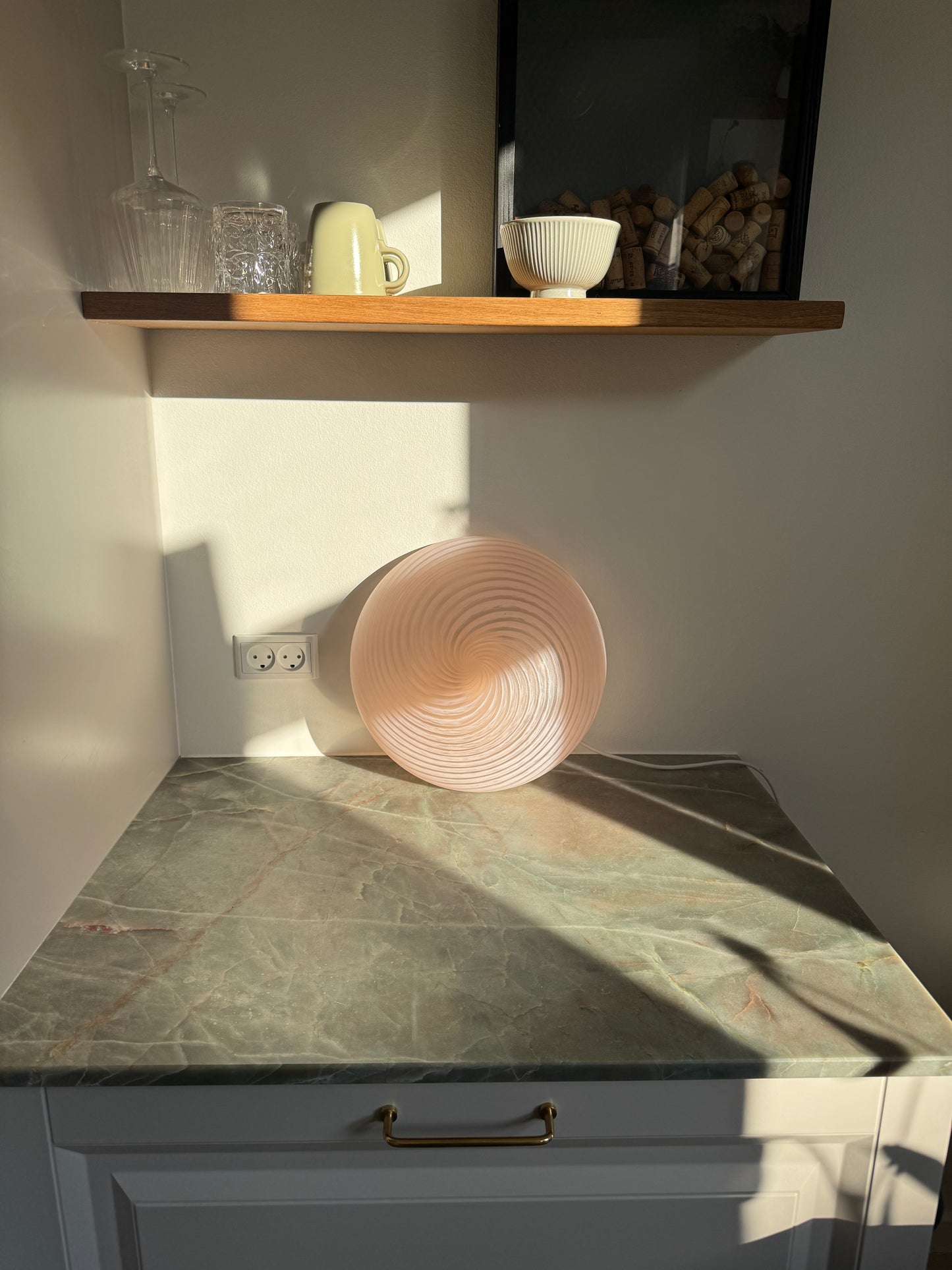 Murano plafond i lyserød klassisk swirl, 35 cm