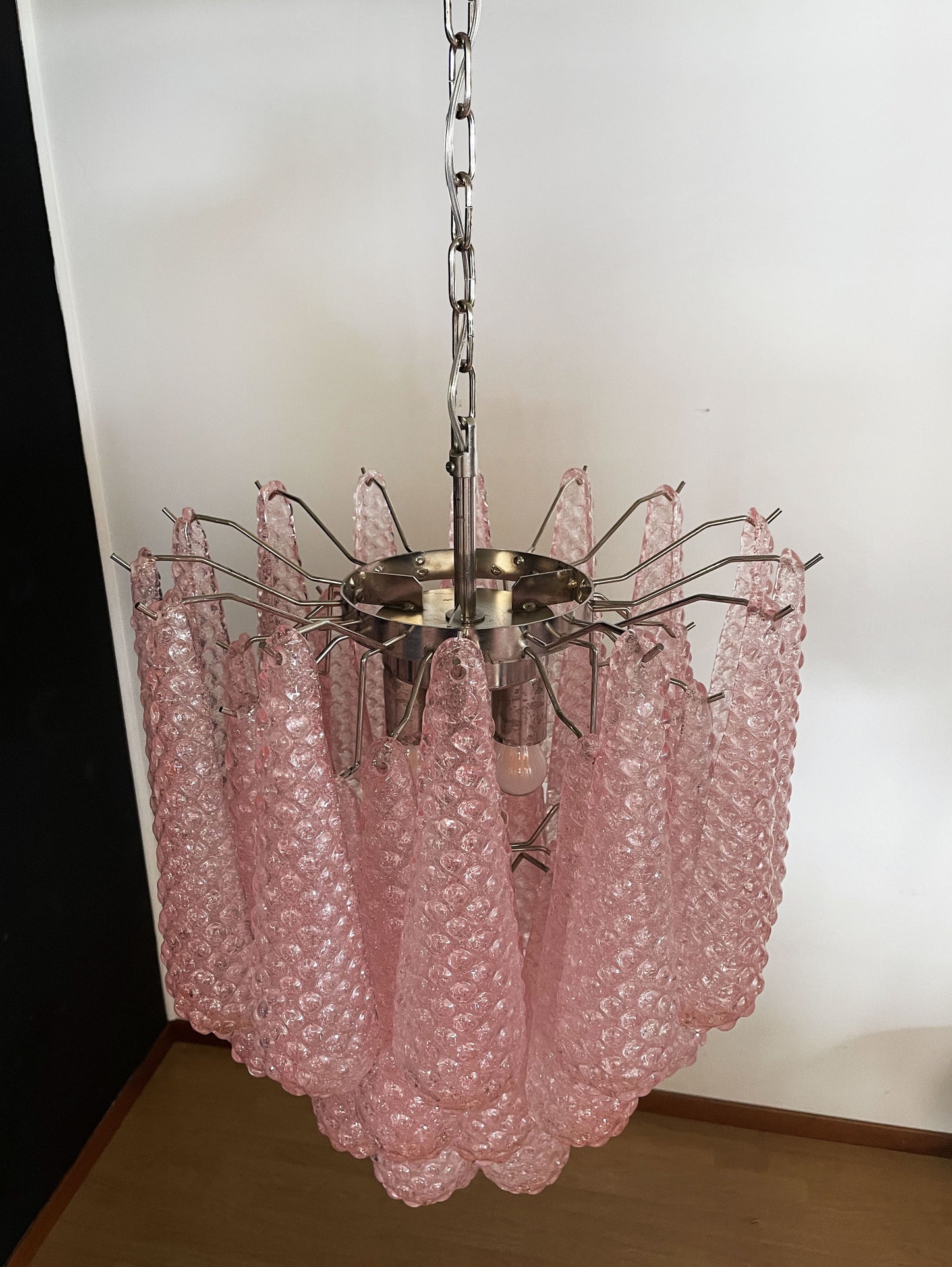 Murano chandelier | Drops | 41 glass | Pink glass