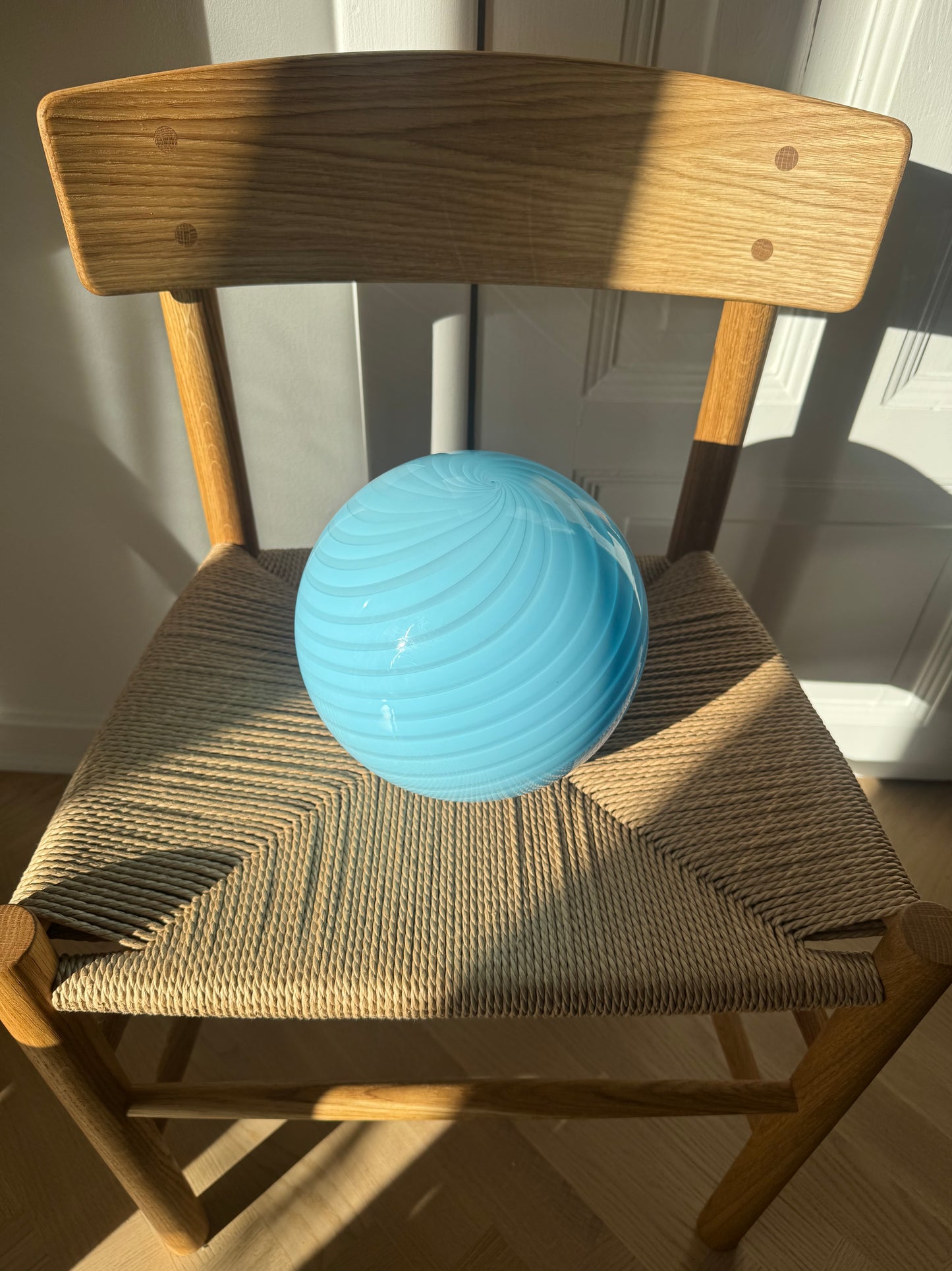 Murano pendel i blå swirl, 20 cm (på forespørgsel)