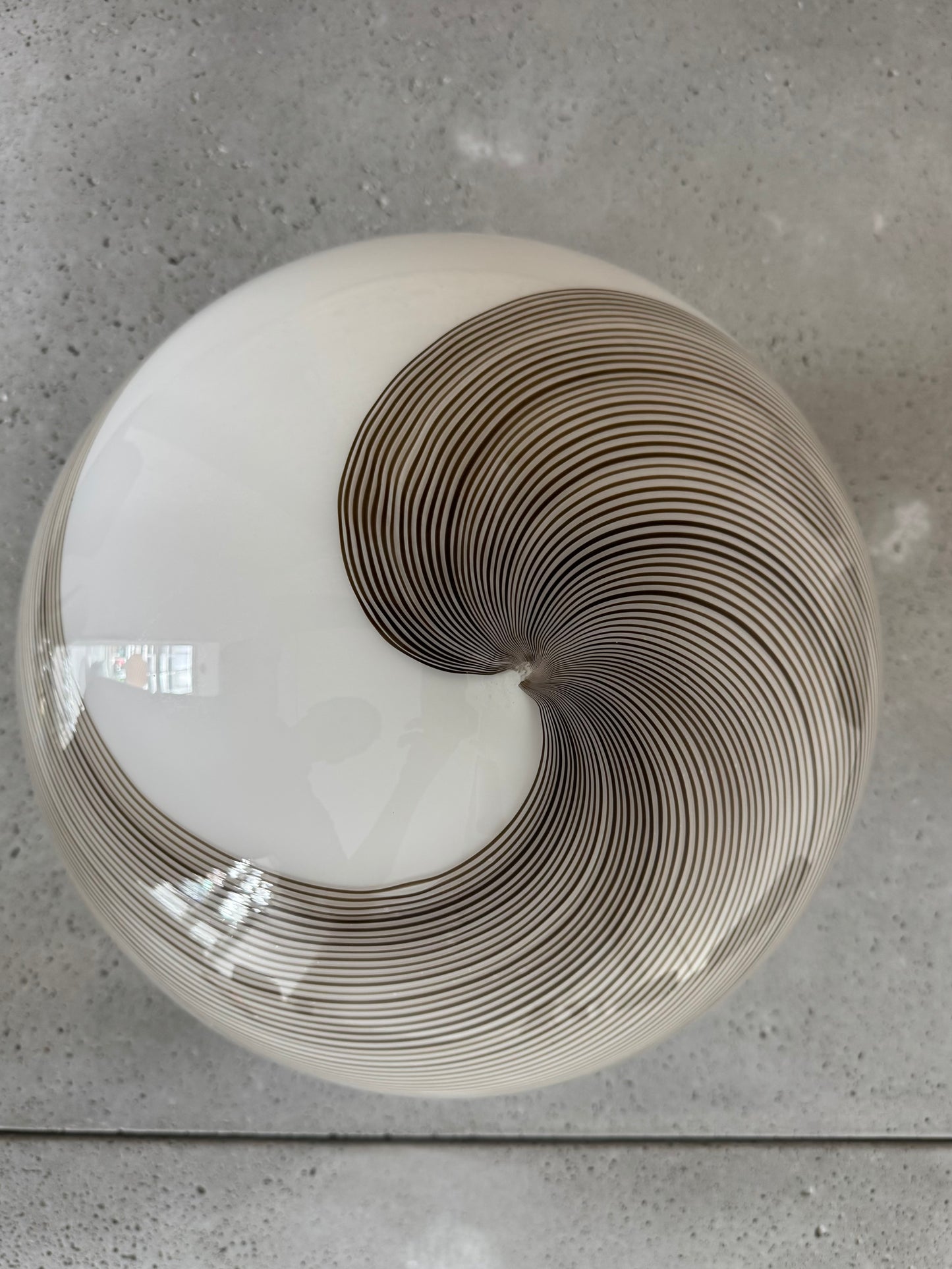 Stor vintage Murano pendel m. brun swirl, 40 cm