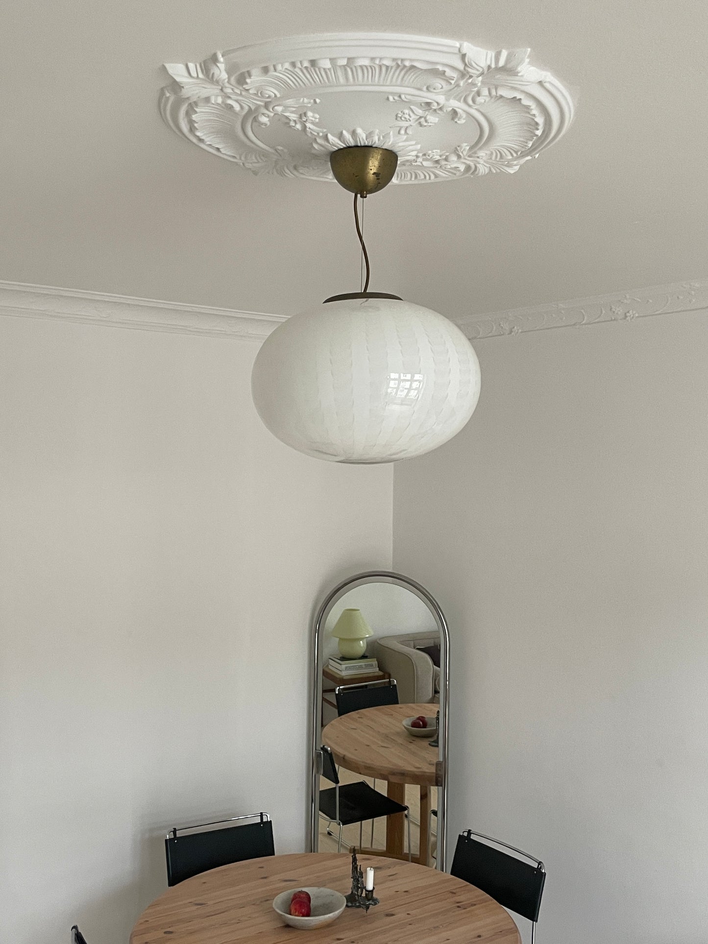 Hvid Murano peacock pendel, 40 cm