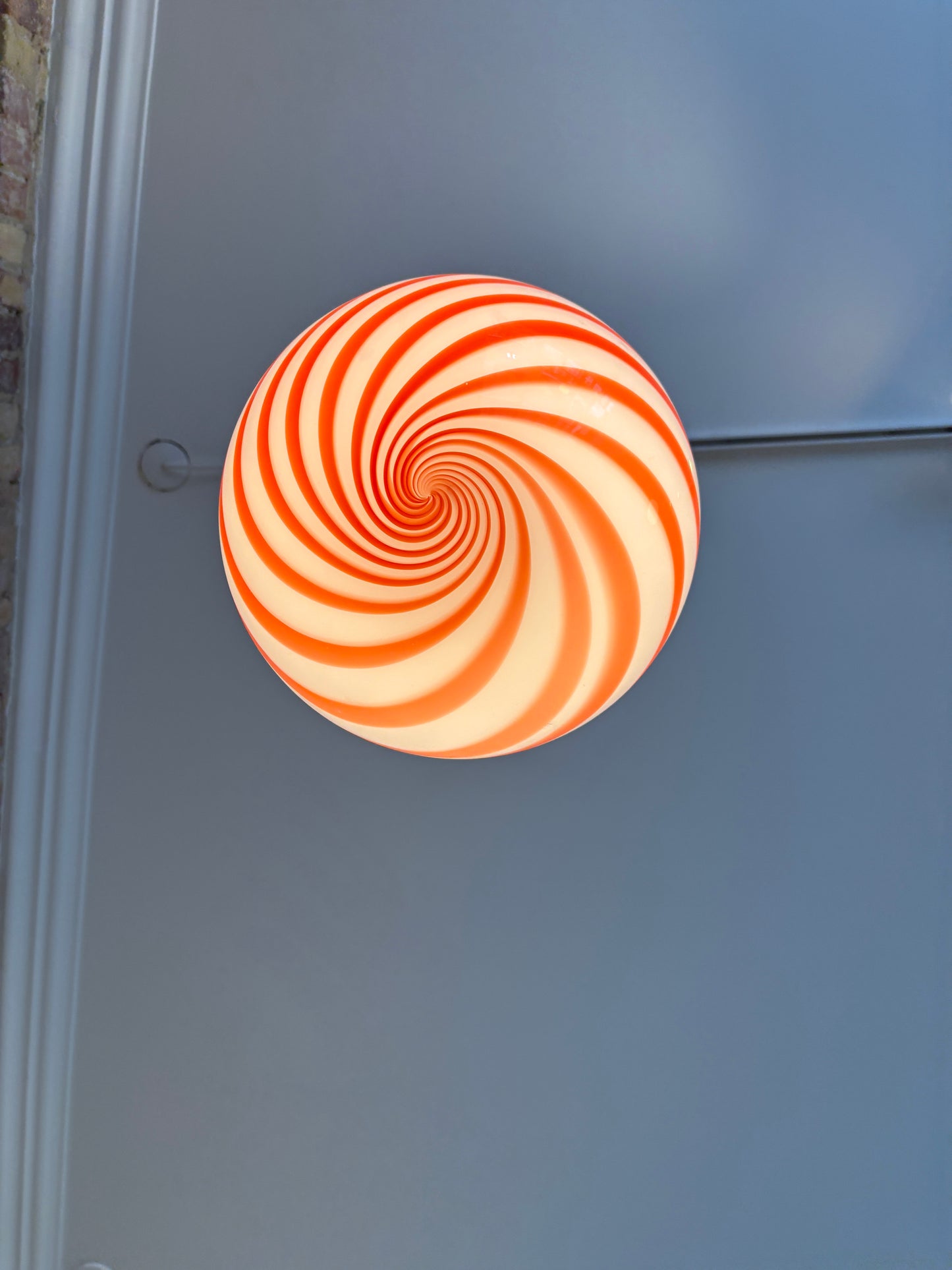 Murano pendant lamp with orange/red swirl, 30 cm