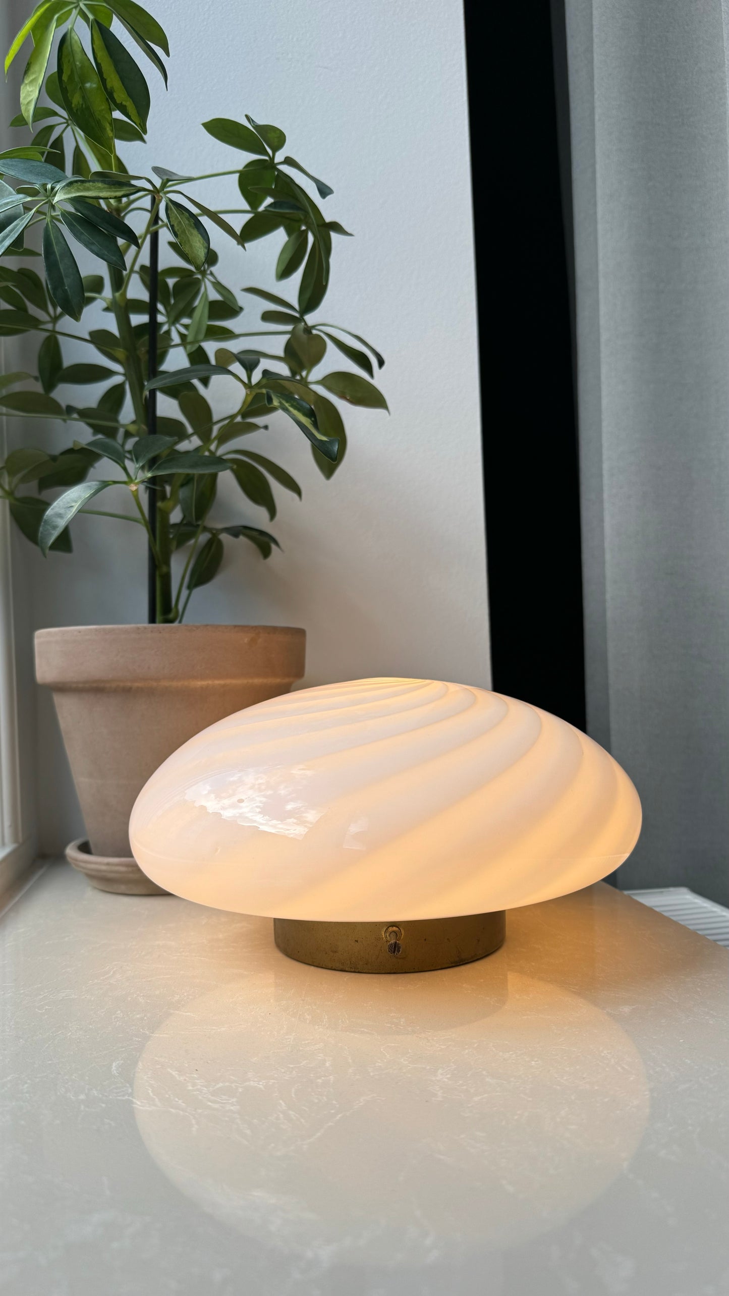 Murano plafond i klassisk hvid swirl, 25 cm