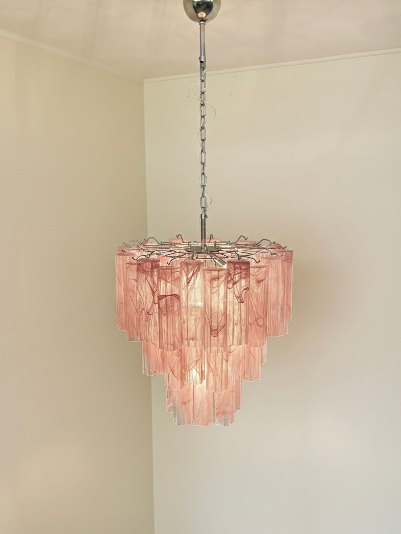 Murano chandelier | Tuber | 48 glass | Pink alabaster glass
