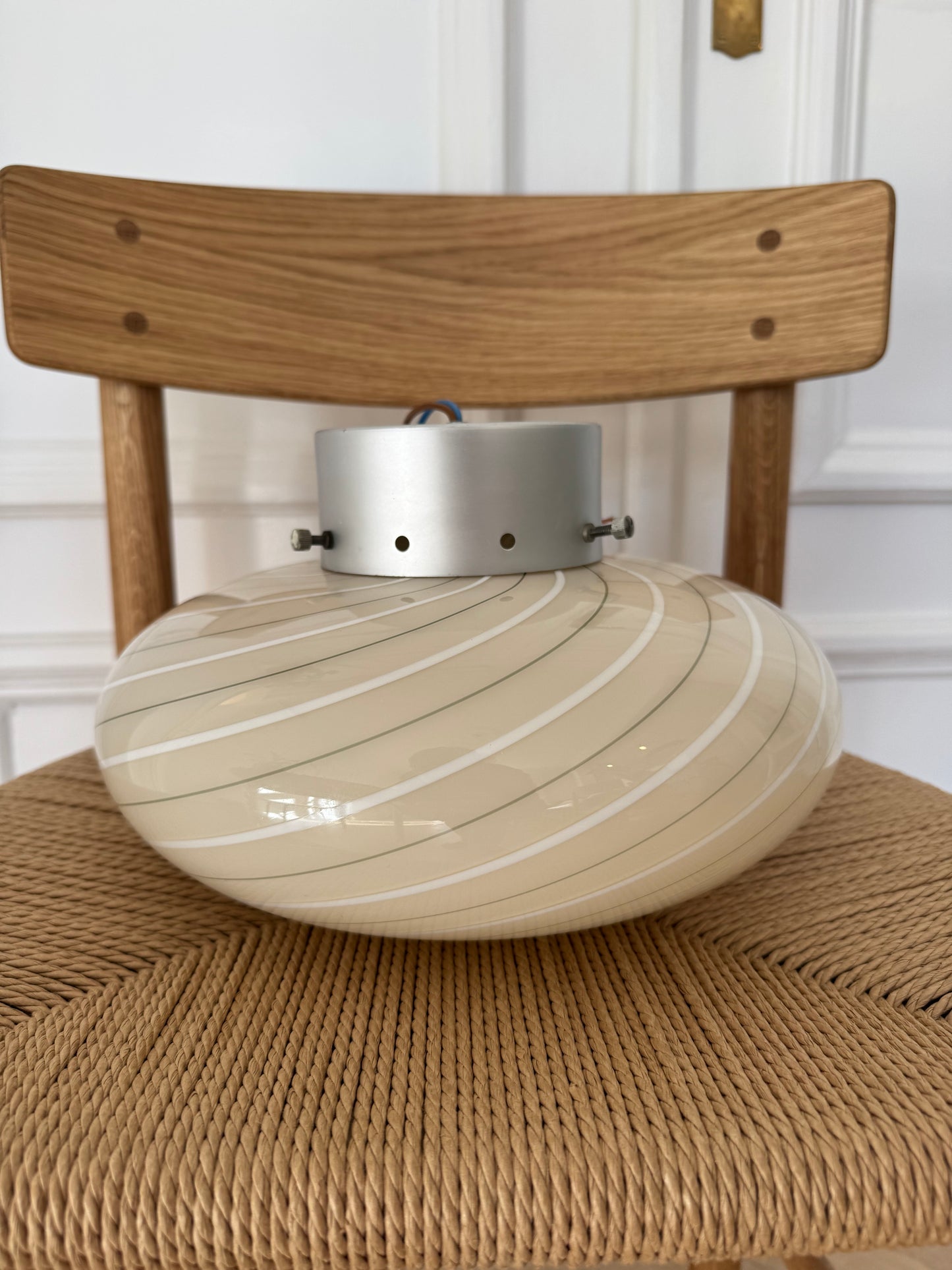 Beige murano plafond med smukkeste grå og gule nuancer, 30 cm