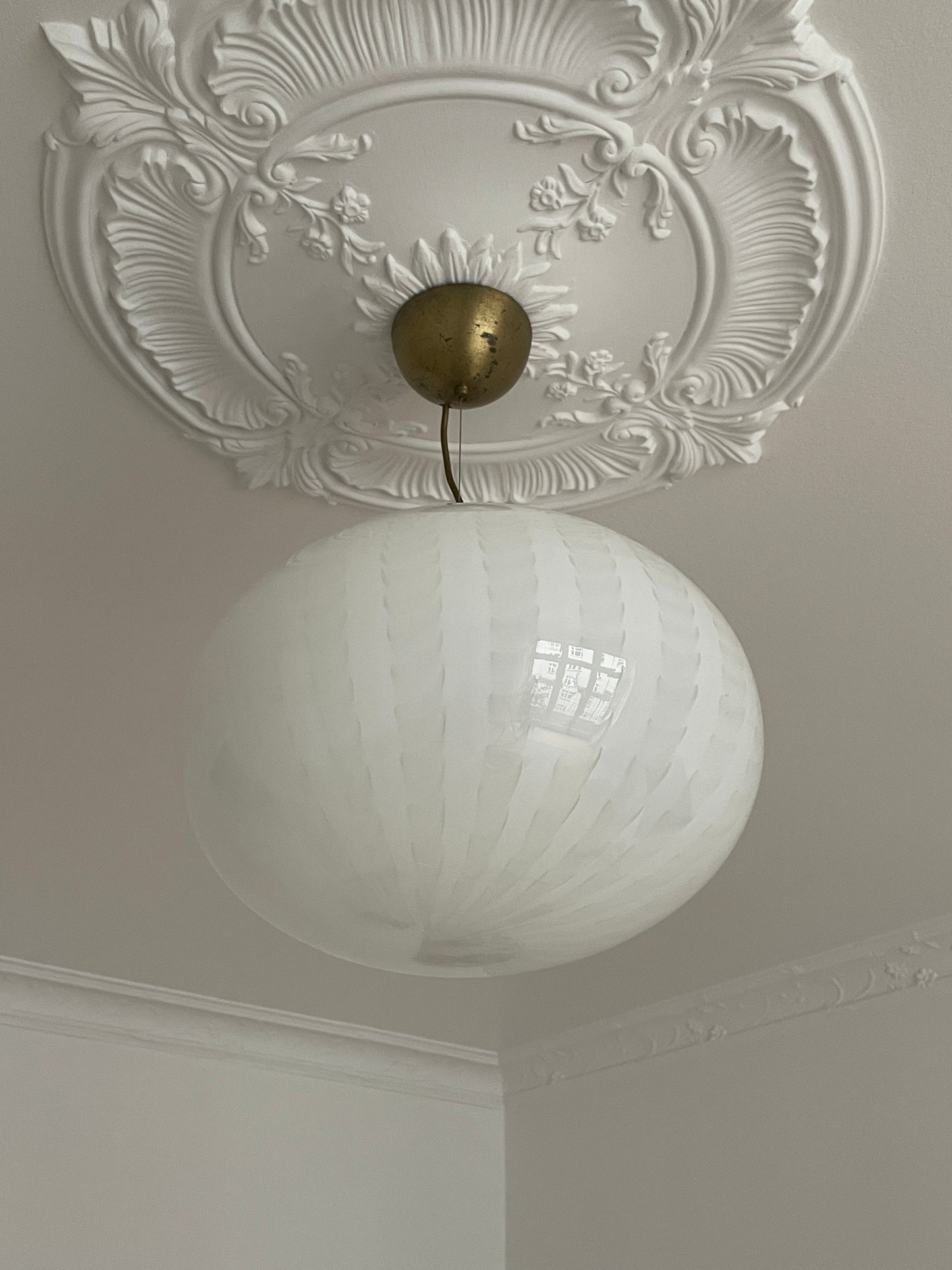 Hvid Murano peacock pendel, 40 cm